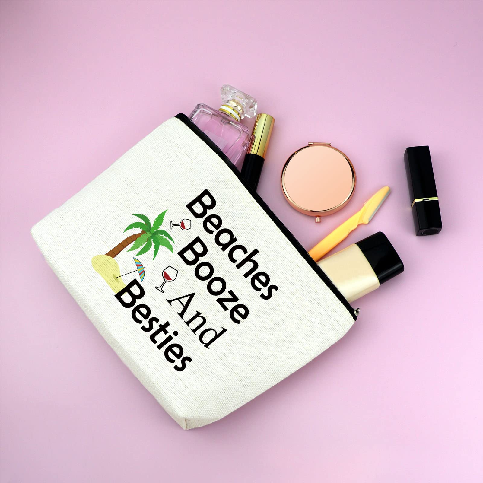 Mxrymvu Beach Gifts for Women Friends Makeup Bag Beach Lover Gifts Cosmetic Bag Funny Vacation Gift Seaside Themed Pouch for Women Besties Birthday Christmas Graduation Present Travel Makeup Pouch