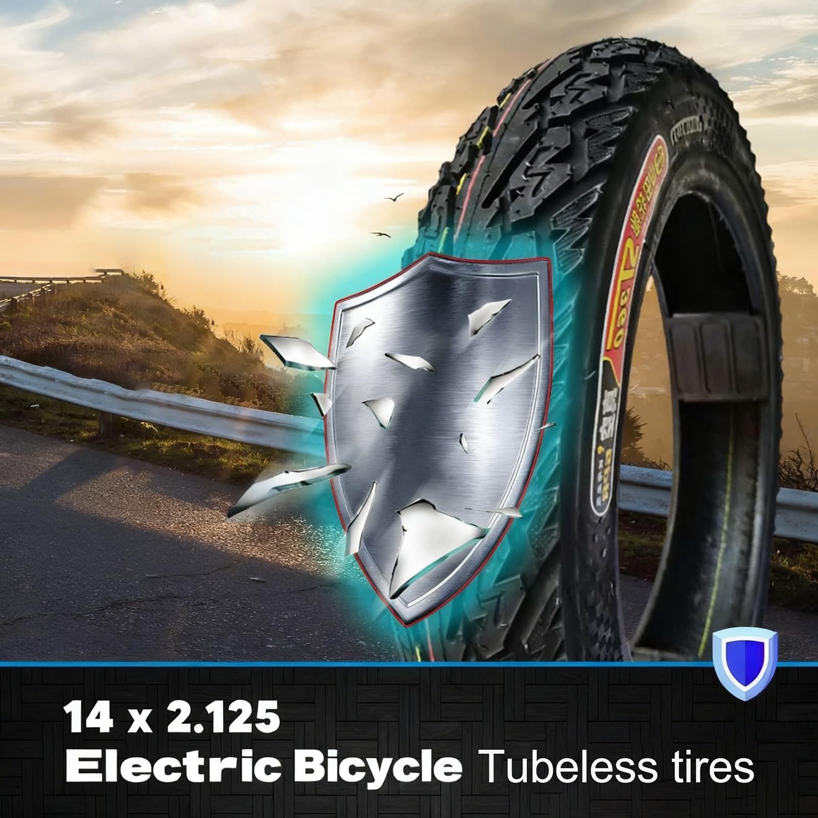 14x2.125 Opona do Roweru Elektrycznego | 14 2.125 Bezdętkowa | Gruba, 14x2.125 Odporna na Przebicia i Zużycie Wzmocniona Opona | Bezdętkowa do Rowerów Elektrycznych