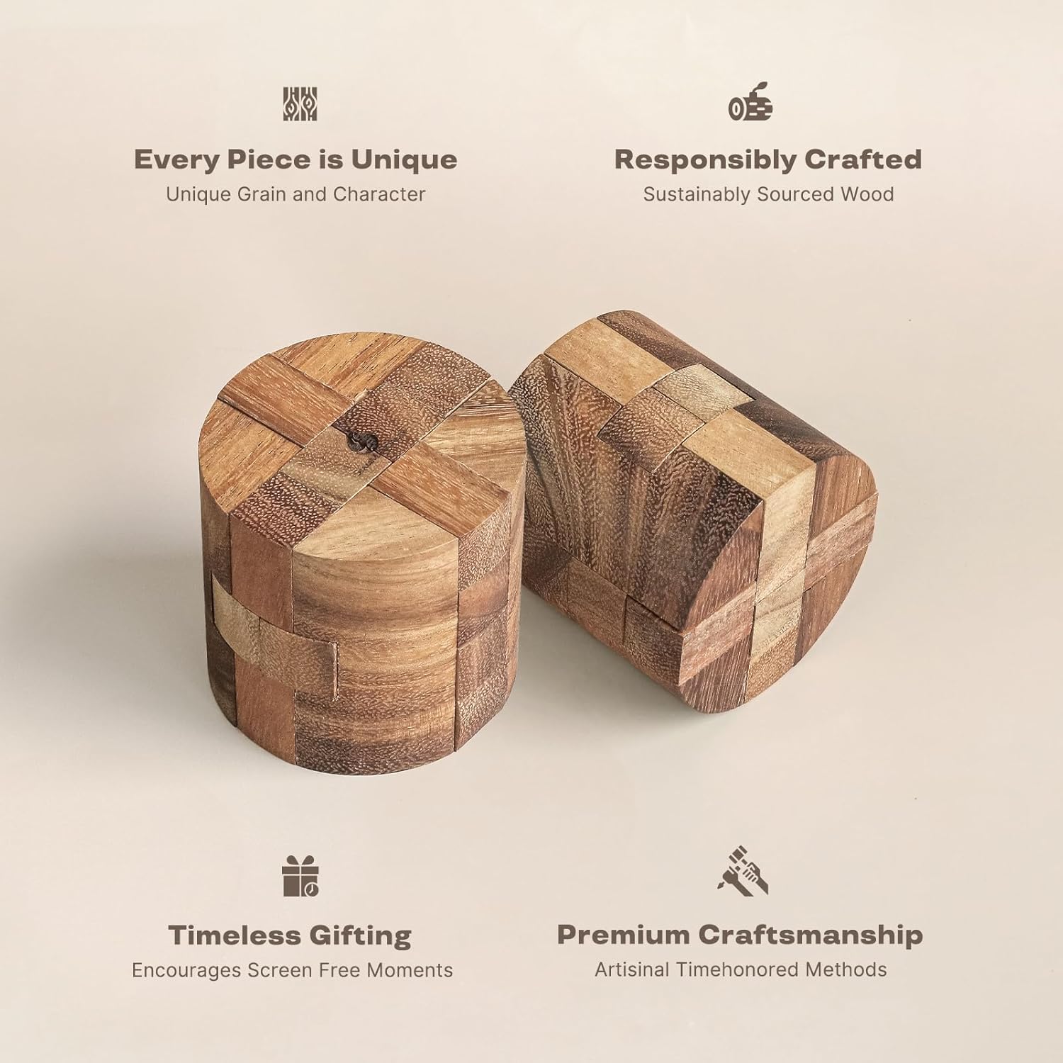 Powder Keg: 3D Wooden Puzzles Brain Teasers for Adults Interlocking Mechanical Handheld Mind Logic Puzzles Unique Gift for Christmas and Birthdays Office Desk Decor