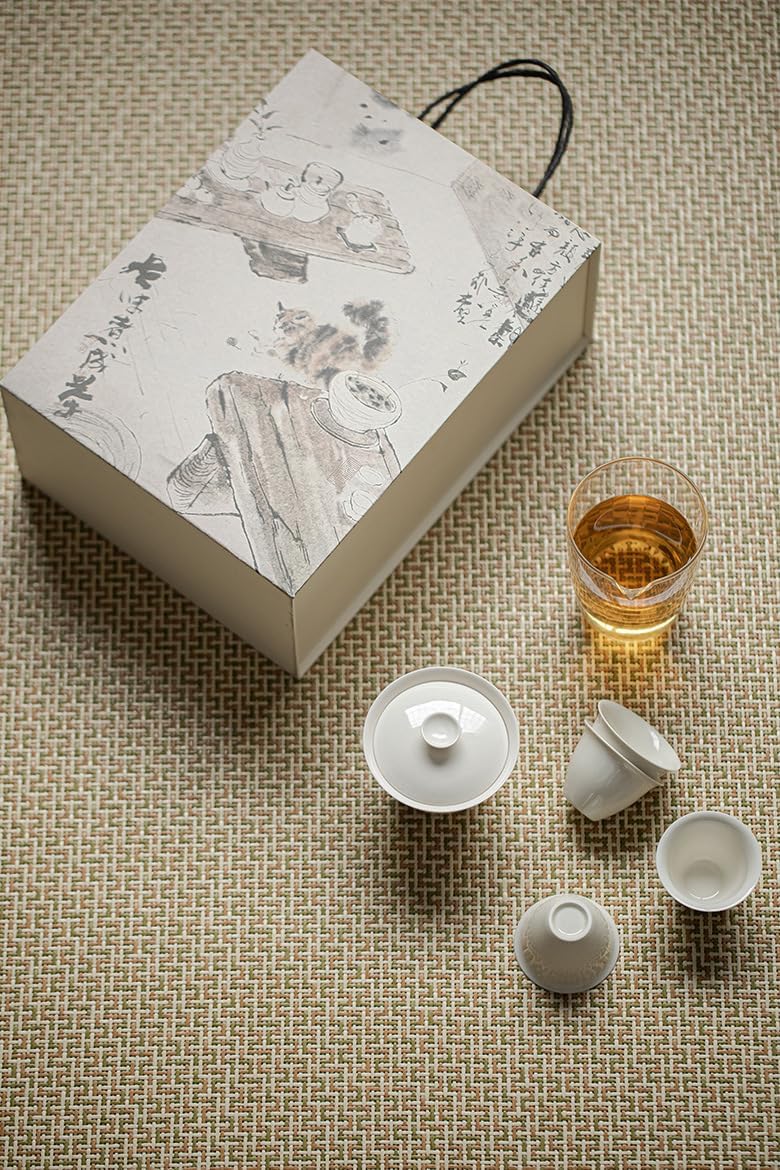 Chinese Ceramic Tea Set - Tea Pot and Cups for Travel or Friends Giving-set1