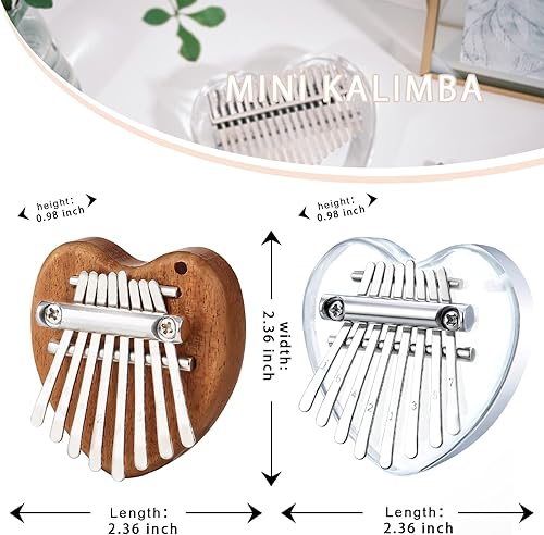 Miniatura 2 de Paquete de 2 mini piano de pulgar Kalimba de 8 teclas, piano portátil de madera maciza y acrílico para niños y adultos, regalos musicales de