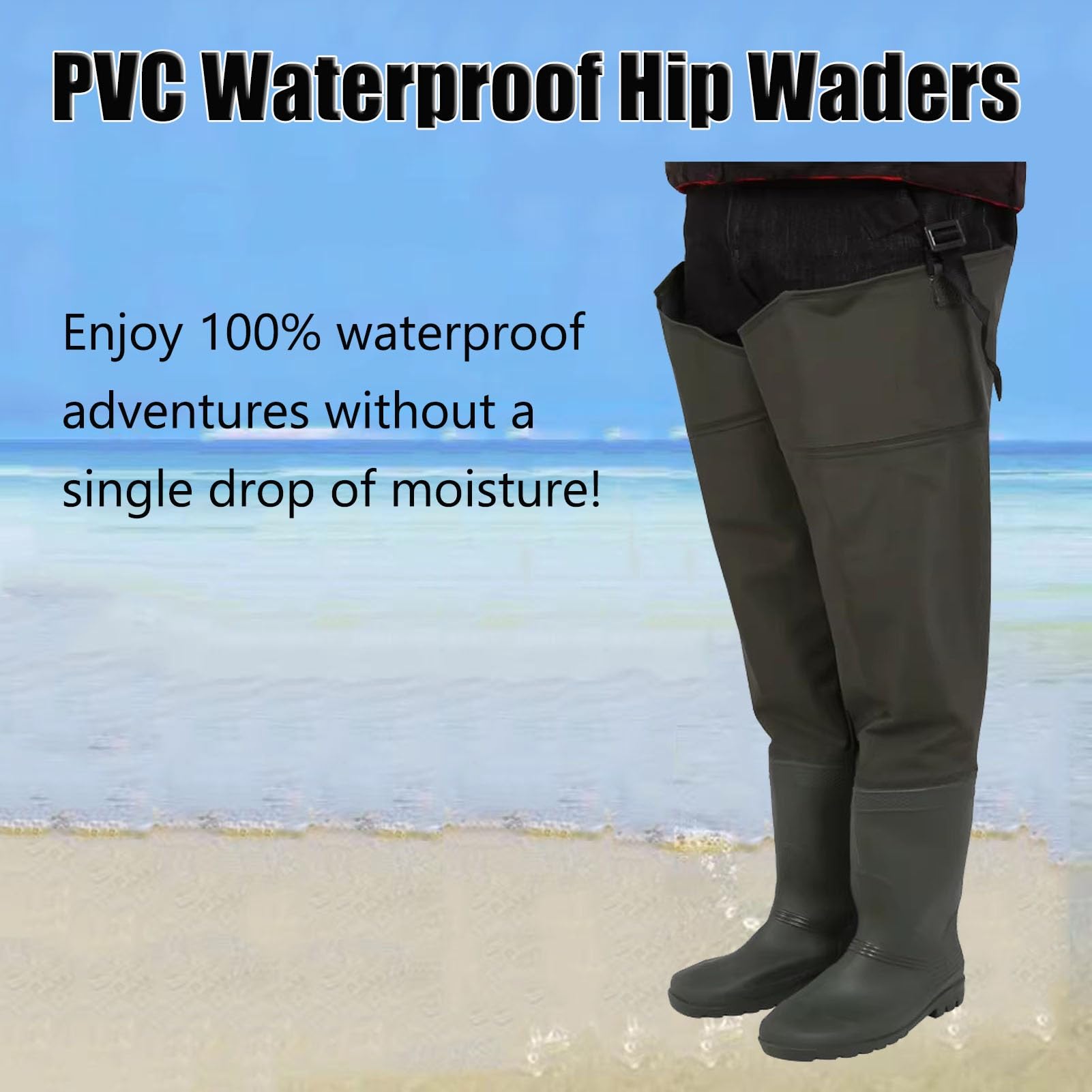 Vadeadores Botas Botas De Pesca Ligeras hasta La Cadera para Hombre, Botas De Pesca con Mosca hasta La Cadera, Botas De Pesca hasta La Cadera De PVC De 80 Cm De Alto con Suela Antideslizante