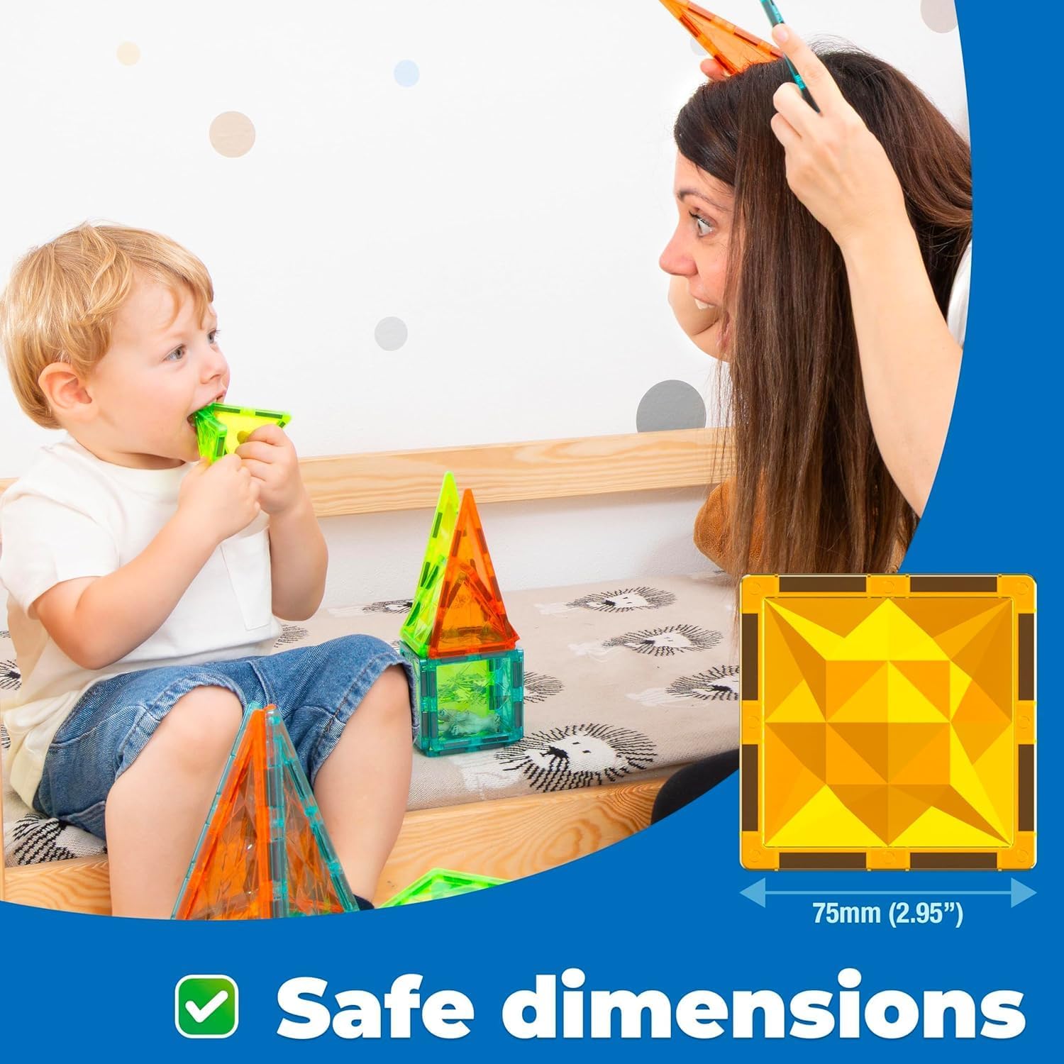Magnetic Tiles for Kids Ages 4-8, 25 Piece Dinosaur Building Blocks Set with T-Rex & Stegosaurus, Magnet Toys for Toddlers & Preschoolers - Educational Construction Toy Magnetic Building Sets Tiles