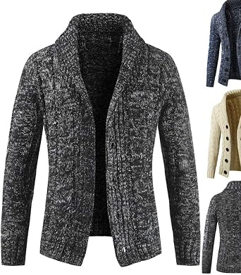 Cardigan Homme Vintage En Tricot Torsadé – Col Châle, Boutons, Rayé, Coupe Droite, Pour Un Style Décontracté Automne/hiver (matière Douce Et Chaude, Unisexe Adaptable)