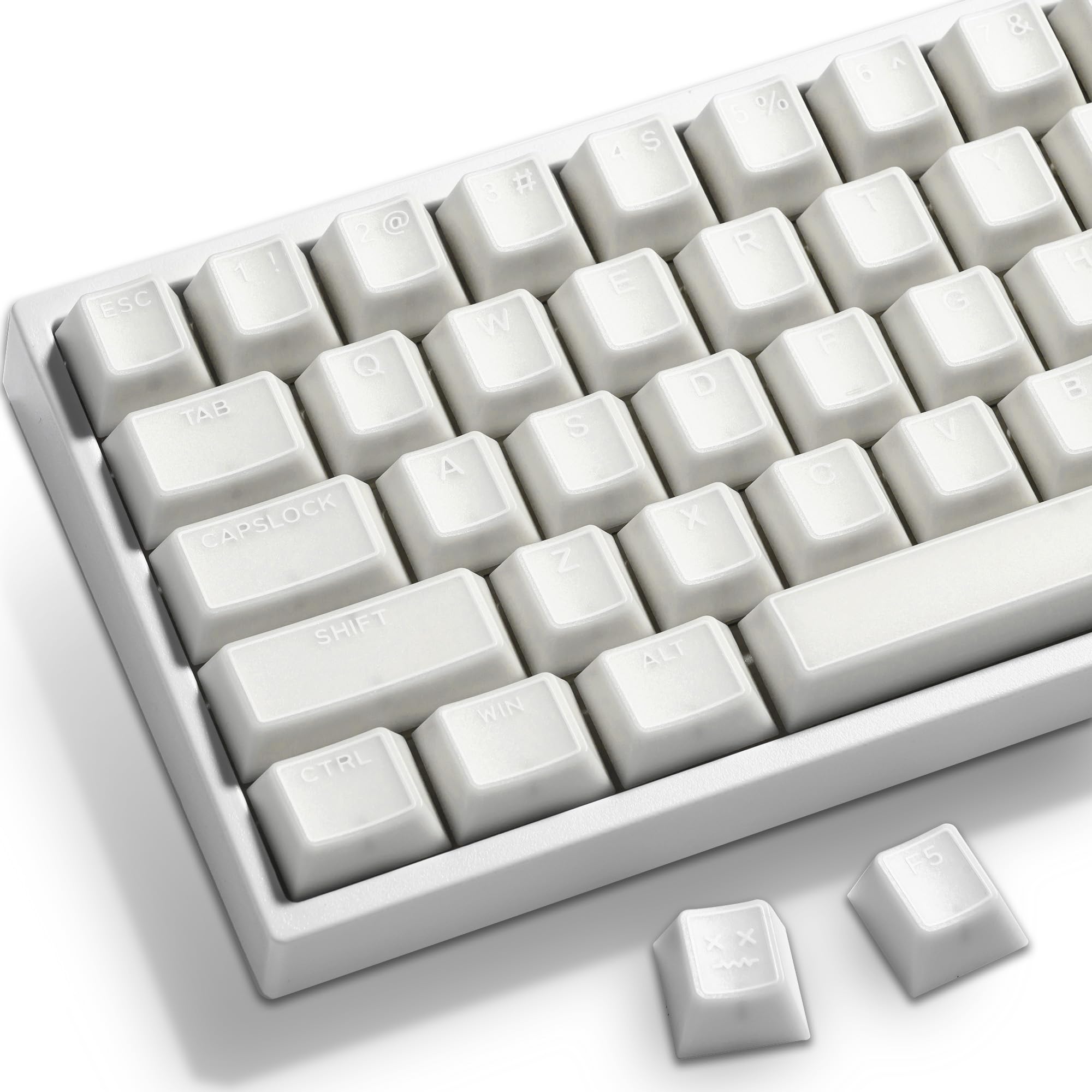 XVX White Jade Shine Through Keycaps, Doubleshot PBT Keycap Set