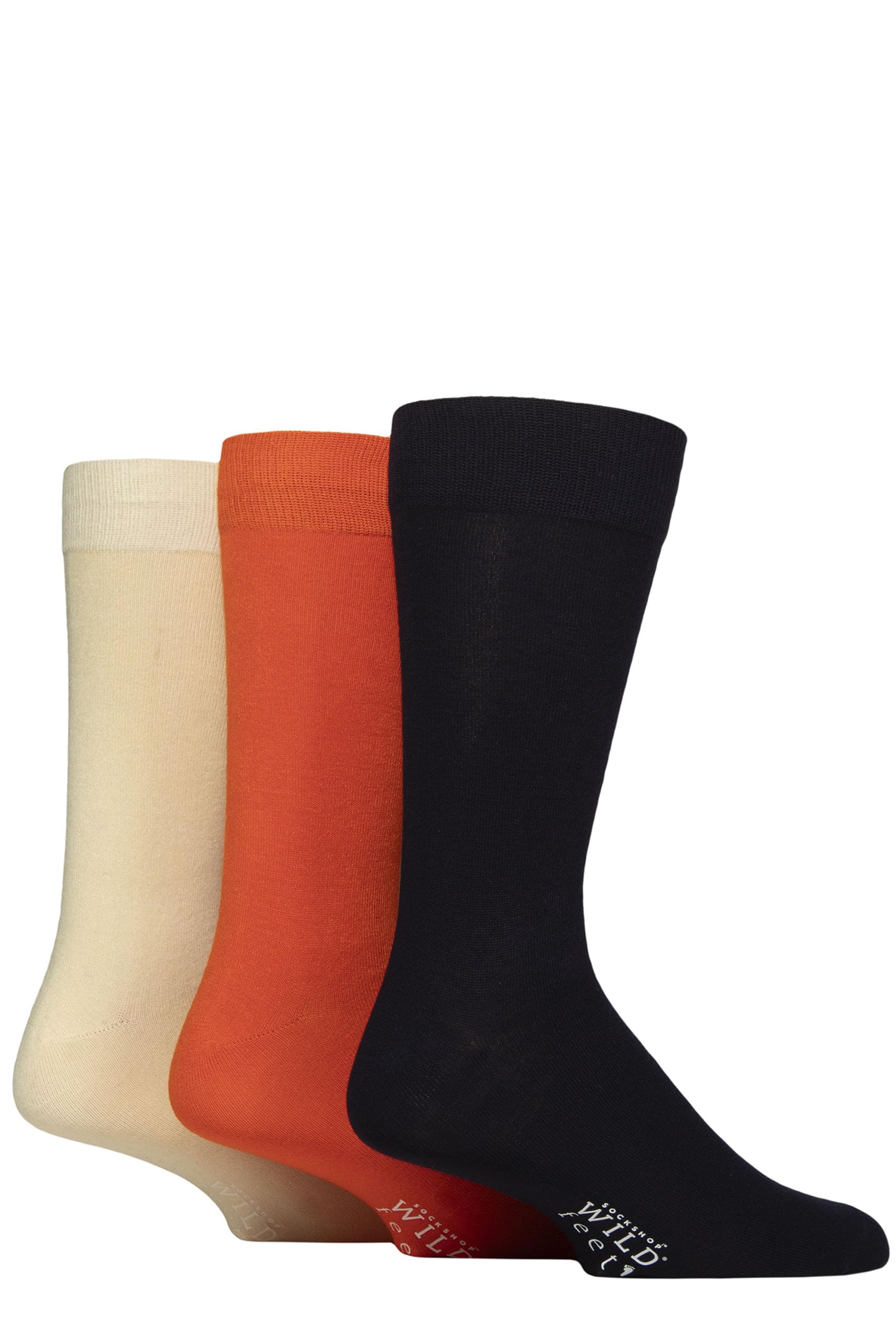 Sockshop Men's Navy / Orange / Pale Yellow Wildfeet Plain Bamboo Socks Pack Of 3 (Uk, Numeric, 7, 11, Regular, Regular, Navy/Orange/Pale Yellow)