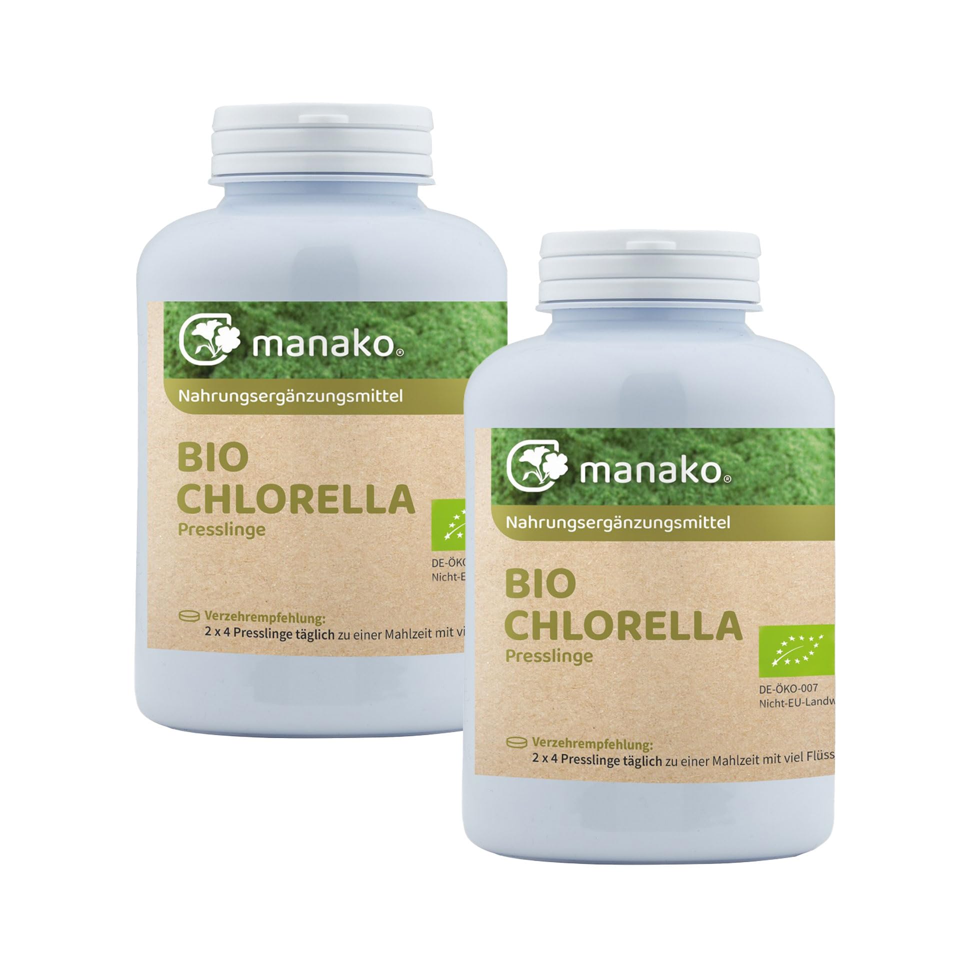 Manako Bio Chlorella Presslinge à 400mg, 1er Pack (1 x 500 g) - Bio