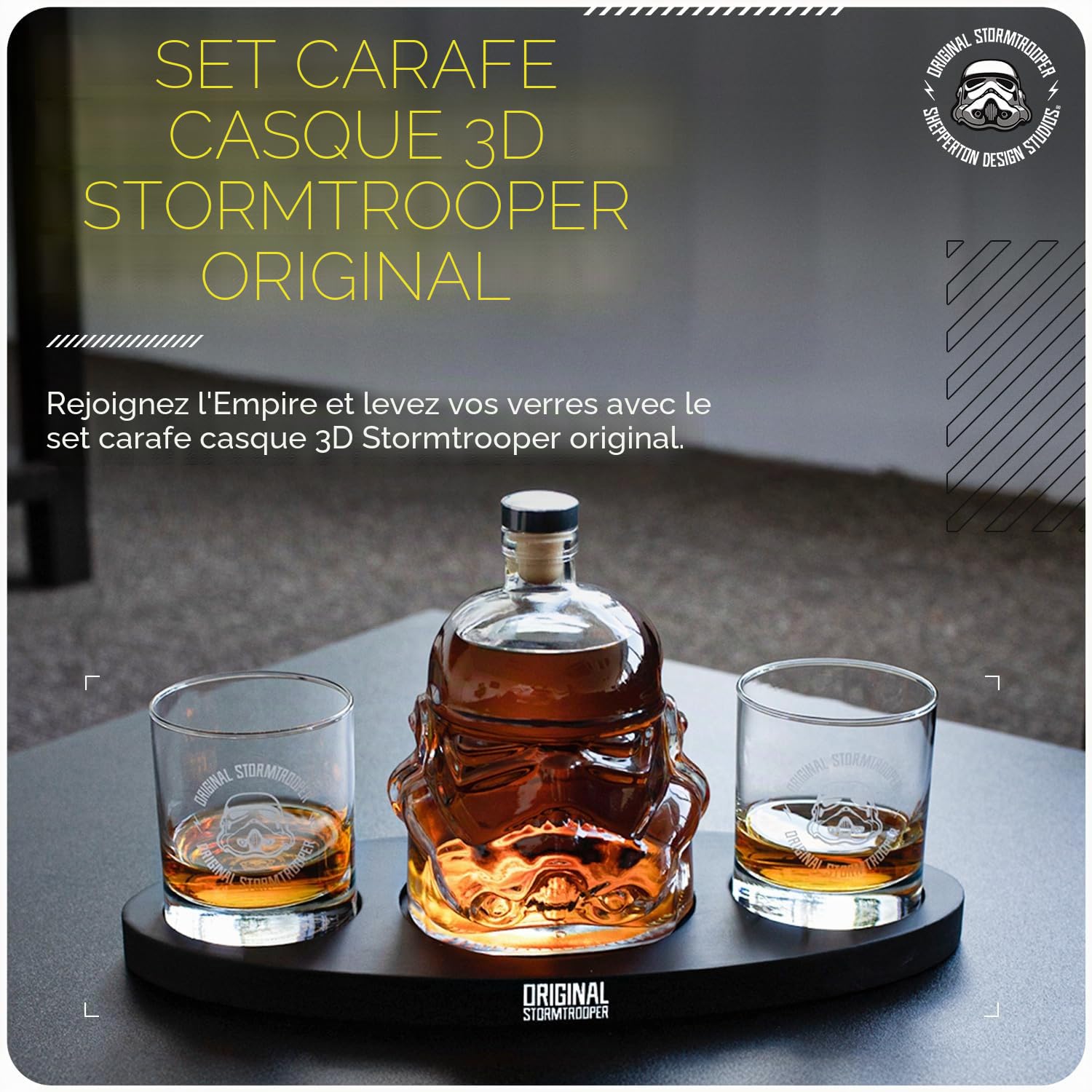 Ensemble de carafe Stormtrooper original avec 2 verres à whisky 3D, pour whisky Bourbon, Scotch et Gin, carafe de 750 ml, verres de 300 ml, cadeau d'anniversaire pour homme et femme - ThumbsUp !