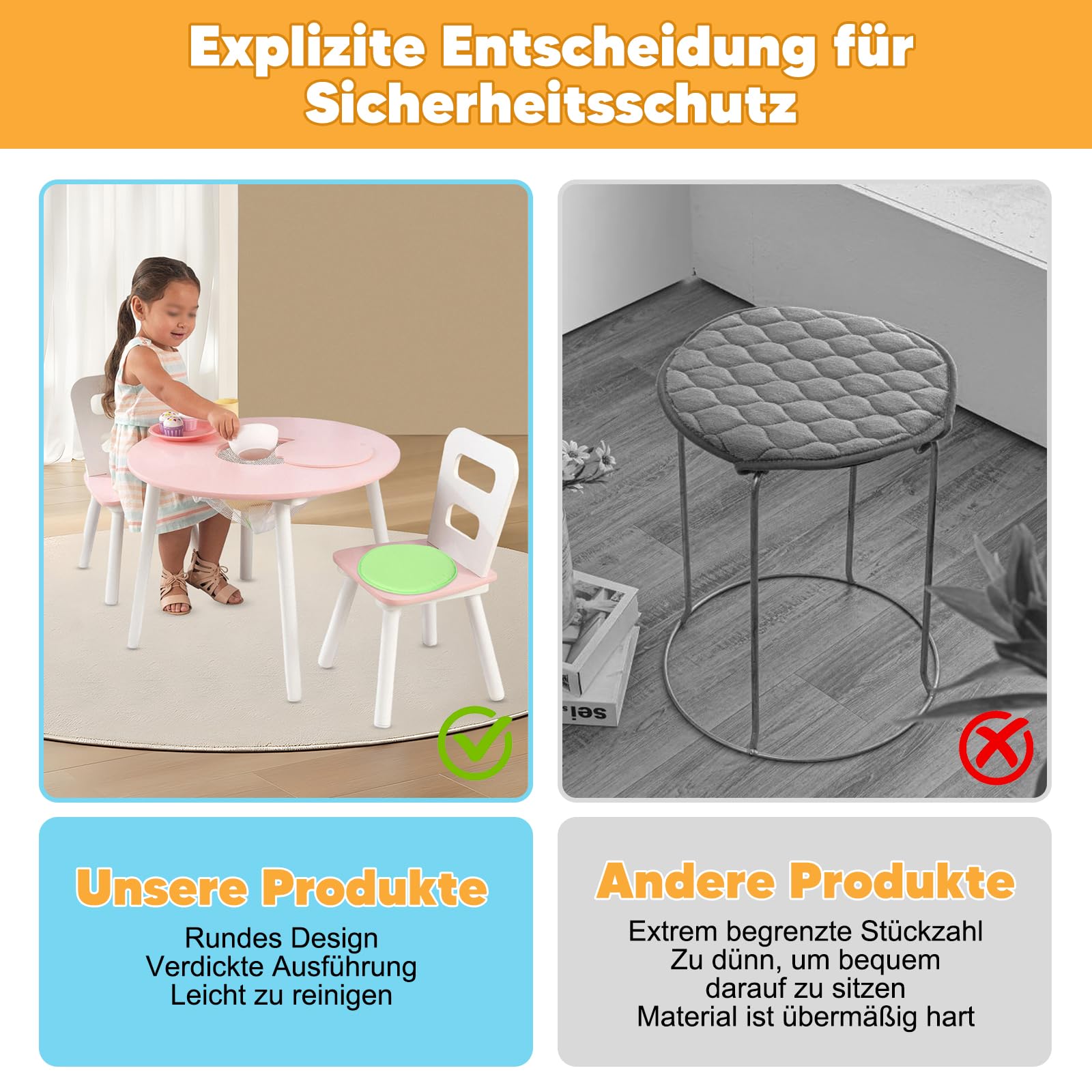 Set di 20 cuscini di seduta rotondi in gommapiuma, per esterni, bambini, antiscivolo, per bambini, scuola, asilo, multicolore