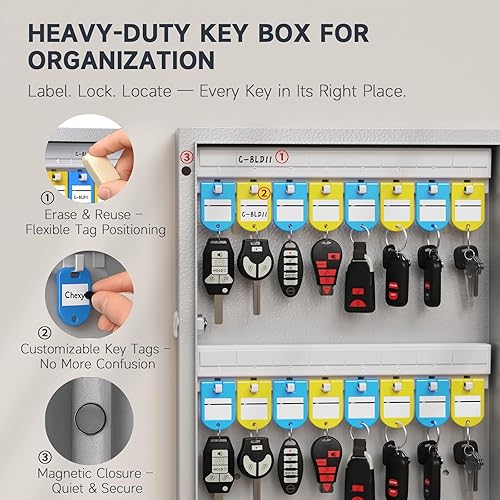 Miniatura 10 de WeHere Caja de 32 llaves (incluye soporte de pared, aplicación Bluetoothcontraseña de una sola vezcontrol remoto Wi-FiCódigo fijoDesbloqueo de