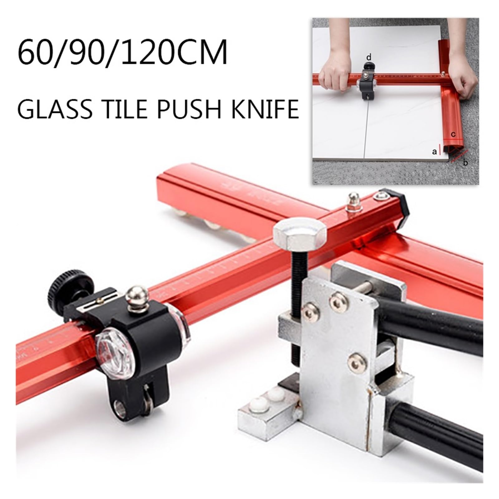 60/90/120CM azulejo de vidrio cuchillo empuje abridor cerámica cortador roca ladrillo vitrificado máquina corte losa herramientas con alicates Corte RáPido(90cm red With Pliers)