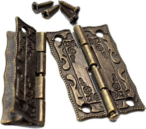 Miniatura 8 de Bisagras plegables vintage, bisagras florales de bronce antiguo con tornillos para caja de manualidades, caja de madera, muebles de regalo, tamaño