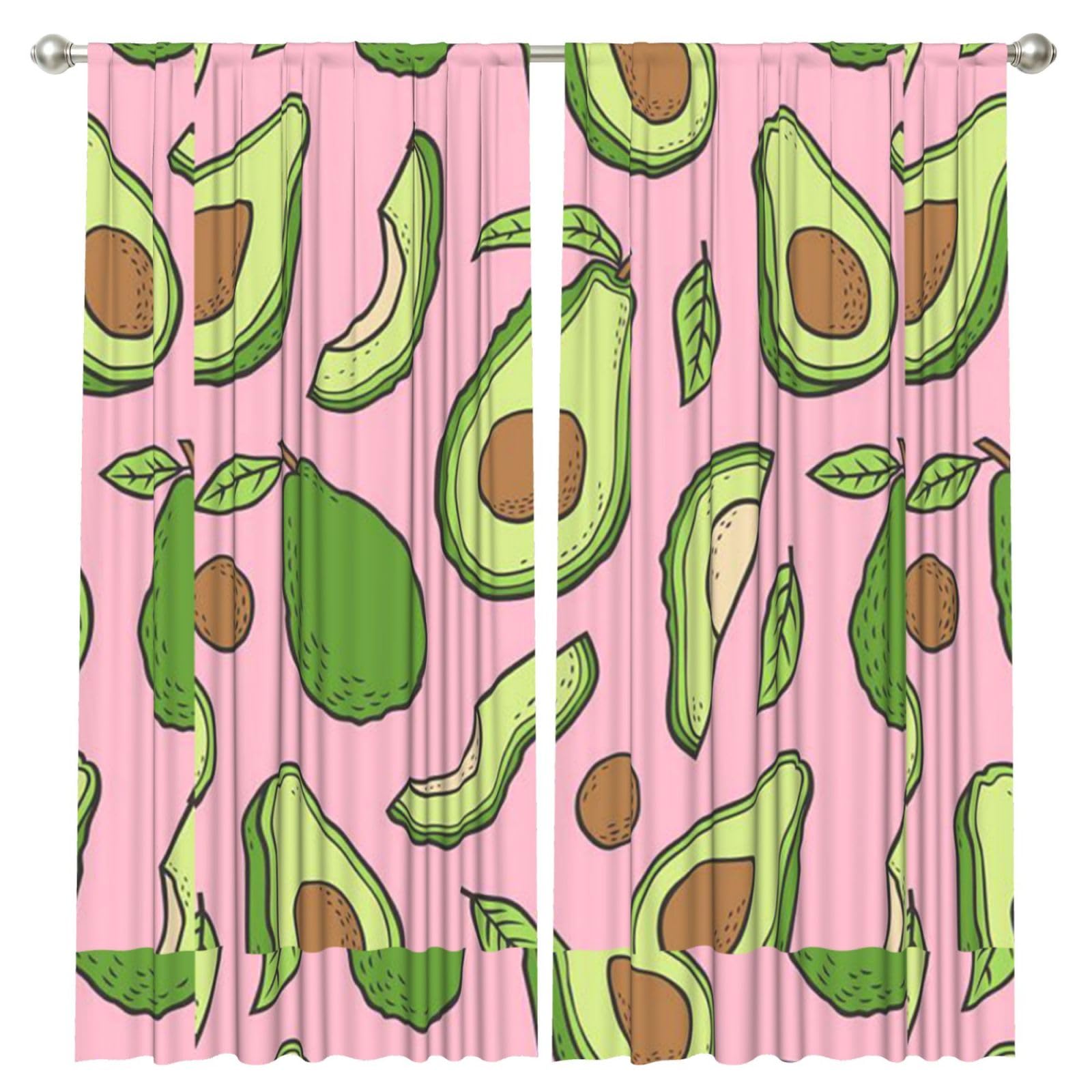 InOmak Avocado Pattern, 2 Panels Window Curtains 52 x 84 Inch Blackout Curtains for Living Room Bedroom