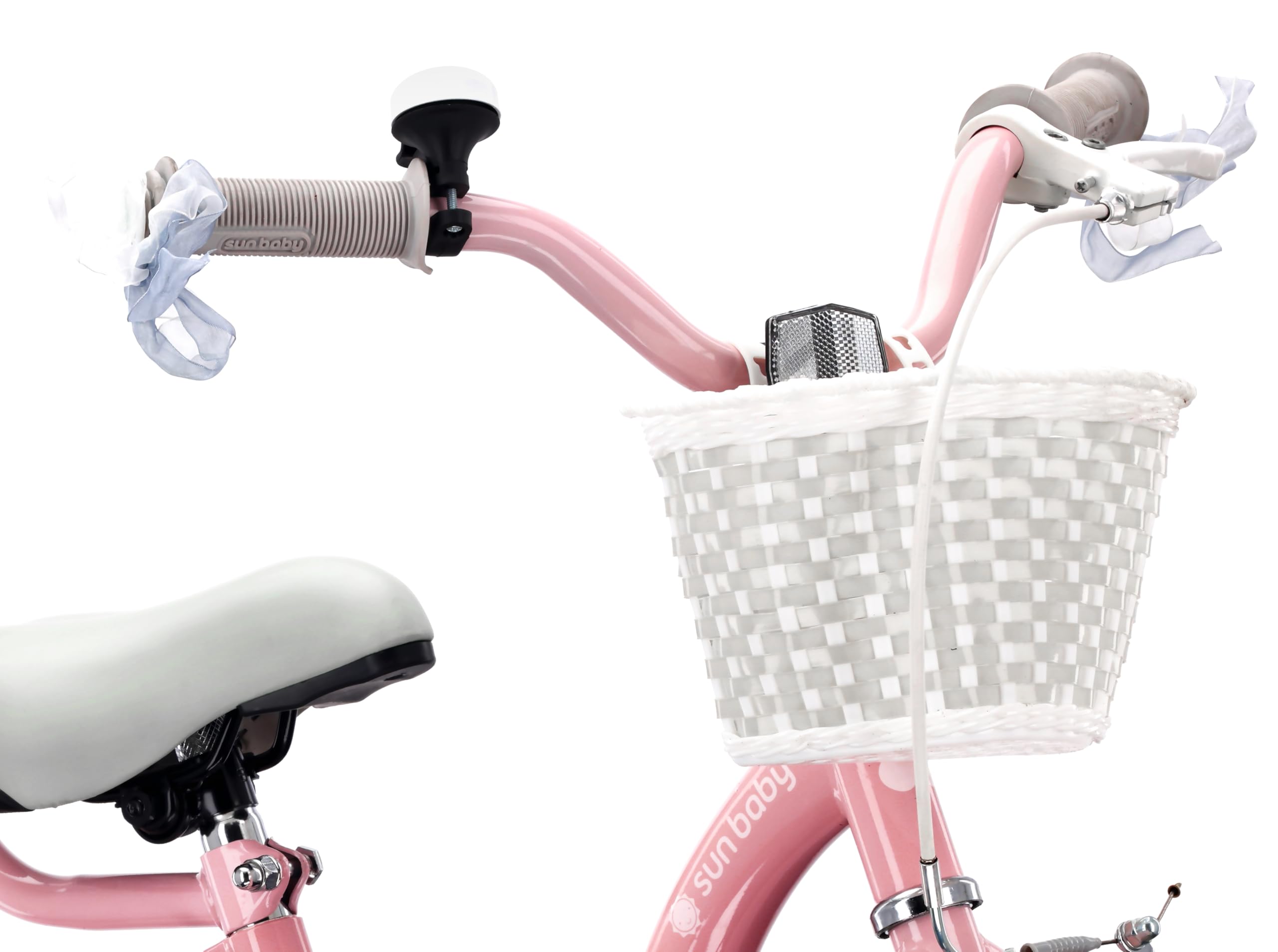 sun baby Flower Bike Vélo Enfant Fille 12/14/16 Pouces, avec Petites Roues, Barre de Poussée, Panier, Sonnette, Frein V-Brake