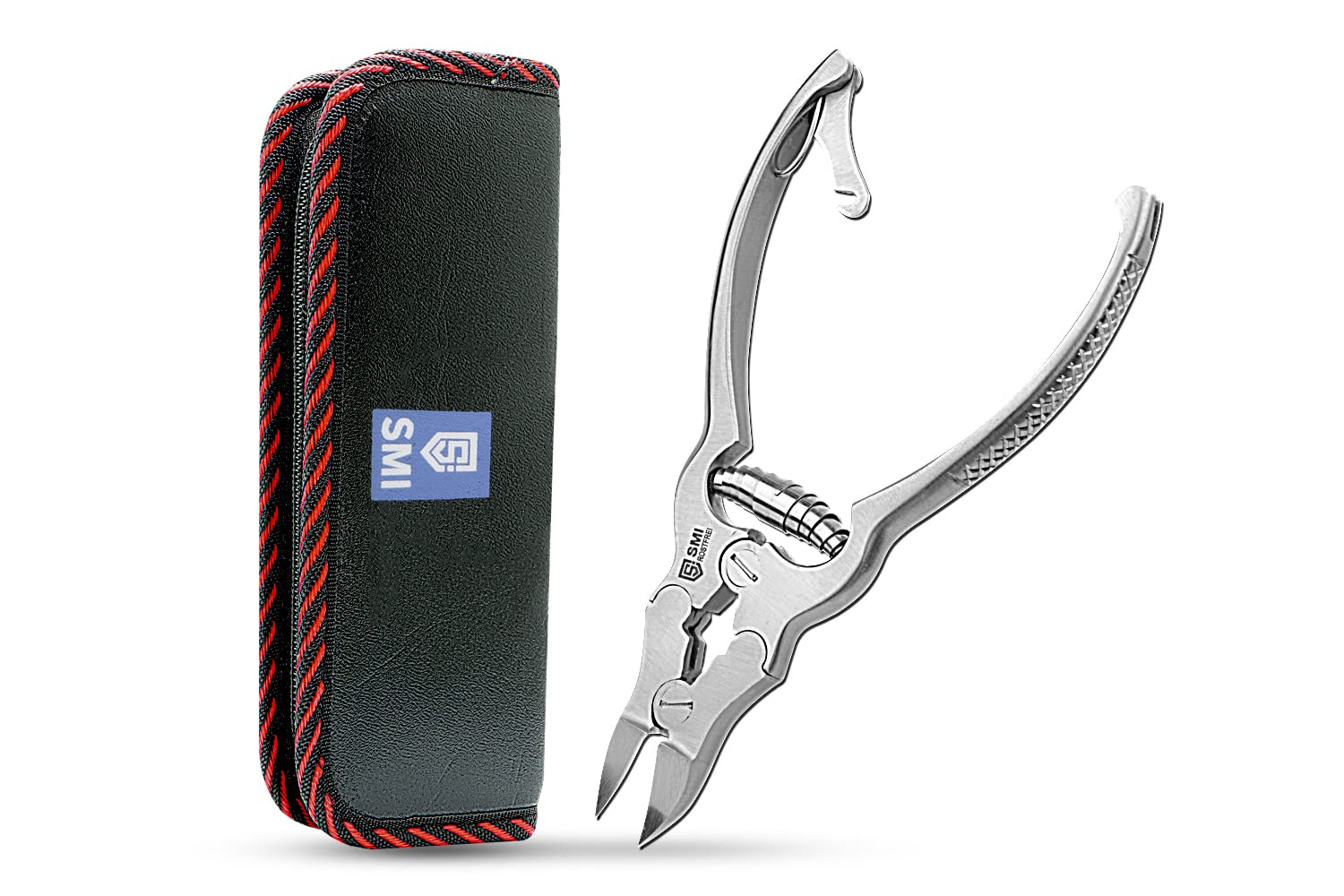 SMI 15,5 cm Tronchese Unghie Piedi per Unghie Spesse, Dure e Incarnite - Tagliaunghie Tronchesino Professionale Unghie Pesante Podologia Molla a Barile Sicurezza Bambino con Custodia