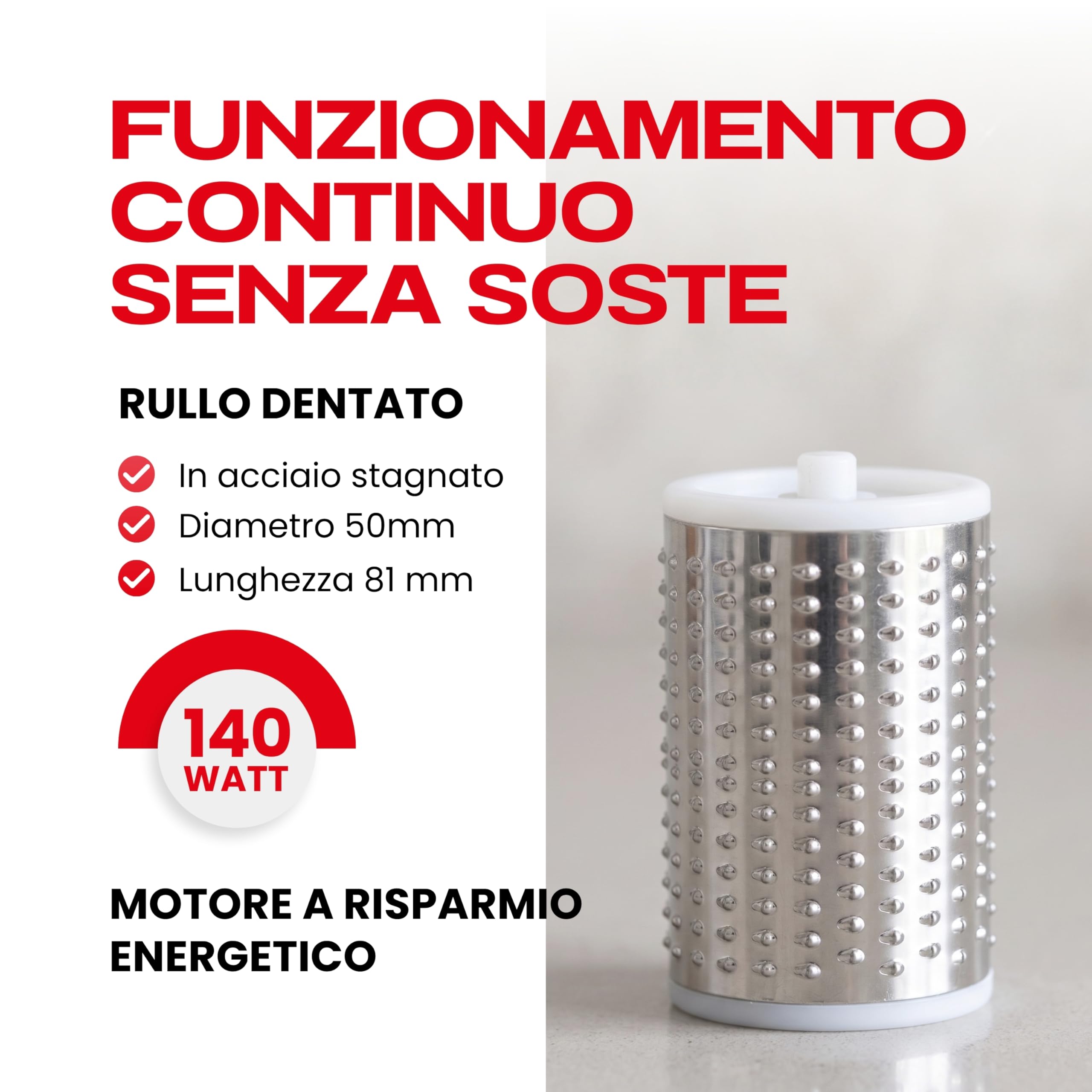 Reber Grattugia Elettrica per Formaggio 140W - Ideale per Parmigiano, Pane Secco, Cioccolato e Frutta Secca - Uso Continuo senza Soste - Facile da Pulire - Fido Silver