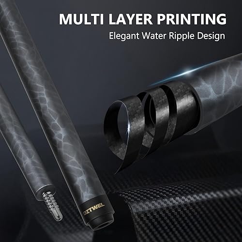 Miniatura 6 de Taco de piscina de fibra de carbono, 0.488 in, punta de 8 capas, baja desviación, palos de piscina profesionales para adultos con eje cónico