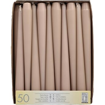 PAPSTAR 50 Candlestick Candles Diameter 2.2 cm 25 cm Powder, Beige | Burning time: approx. 7 hours