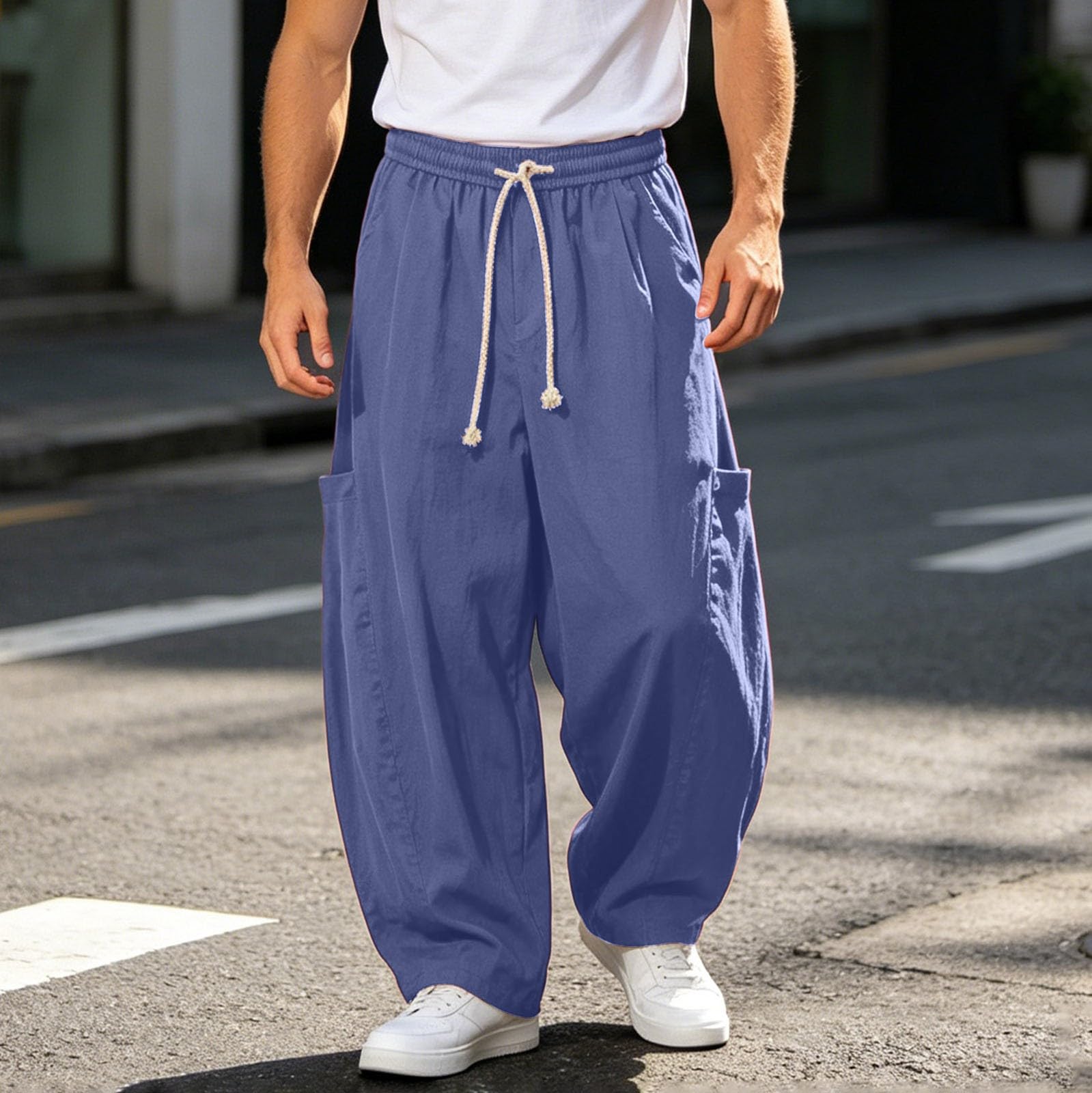Pantalones de Trabajo Ligeros de Corte Relajado para Uso Casual, Pantalones de Pierna Ancha con transpirabilidad cómoda.