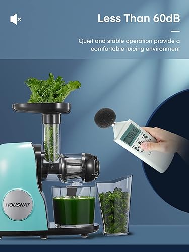 Miniatura 3 de HOUSNAT - Exprimidor profesional de apio lento y fácil de limpiar, exprimidor de prensa en frío con motor silencioso y función inversa para frutas y