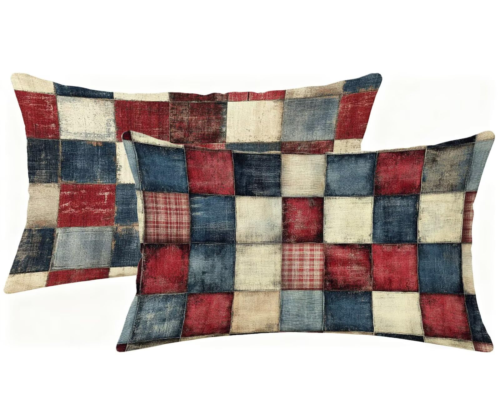 Funda Almohada70x90 Juego de 2, Geometría Funda Cojin 70x90 cm Fundas Cojines Sofa, Terciopelo Suave Transpirables y Lavables a Máquina Rojo Cojines Exterior, Navidad Decoración del Hogar Sofá h-10434