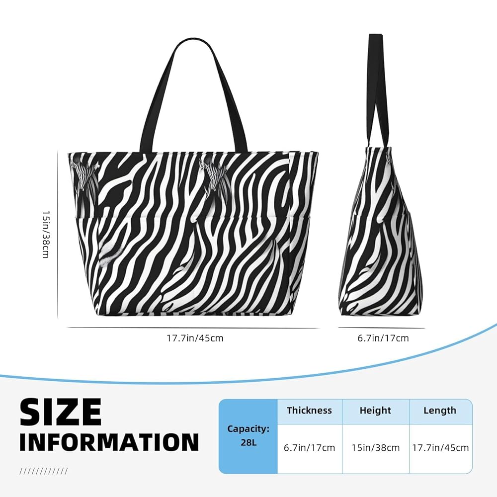 Amazon.com: Black & White Zebra Beach Travel Bag - Foldable