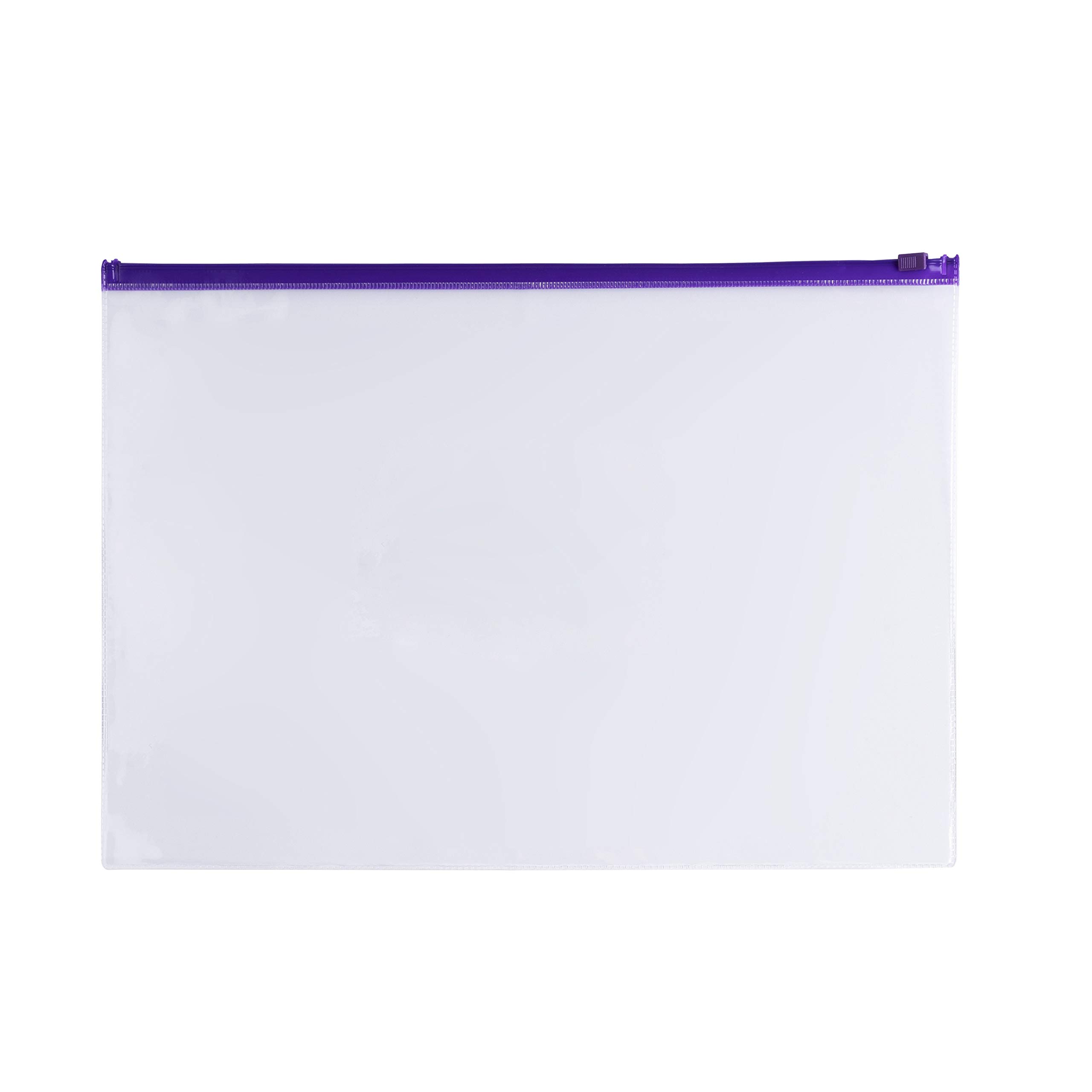 Pack of 12 A6 Clear Zippy Bags with Purple Zip