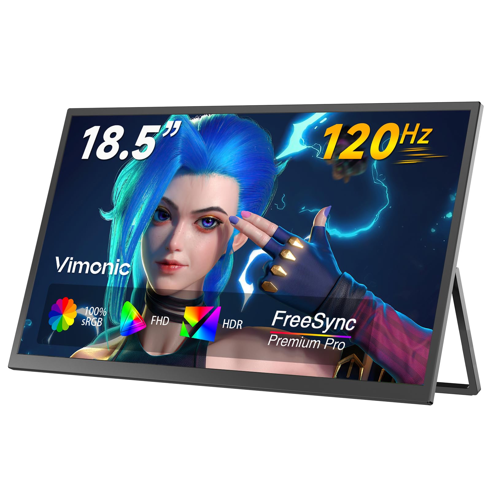 モバイルモニター 18.5インチ モバイルディスプレイ 120HZ Vimonic 持ち運びモニター 自立 ポータブルモニター 1080P サブモニター 標準型VESA対応 サブディスプレイ 非光沢