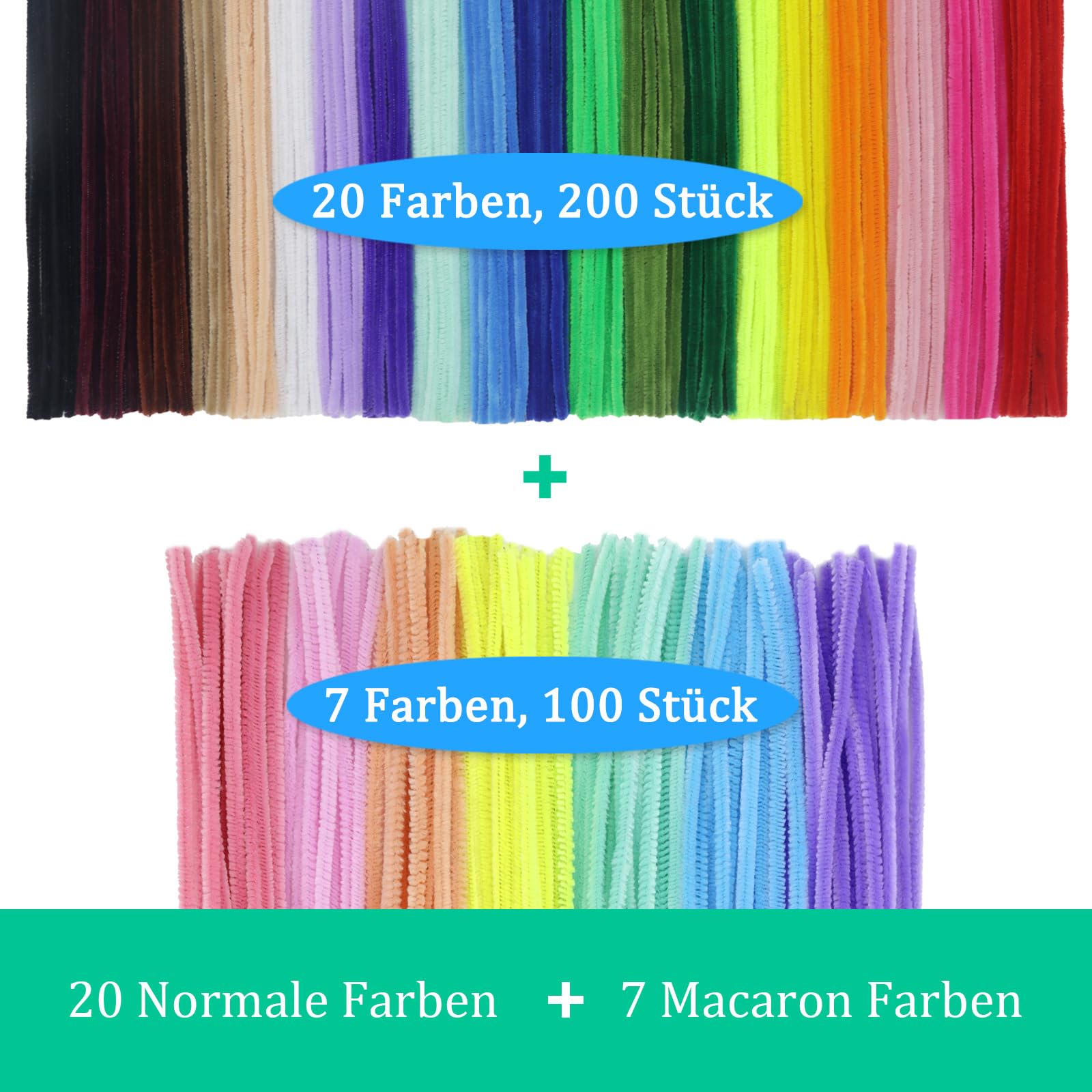 Lot De 300 Cure-pipes (fleurs + Macarons + Vert) - Longueur 30cm - Fils Améliorés Faciles à Modeler - Pour Loisirs Créatifs