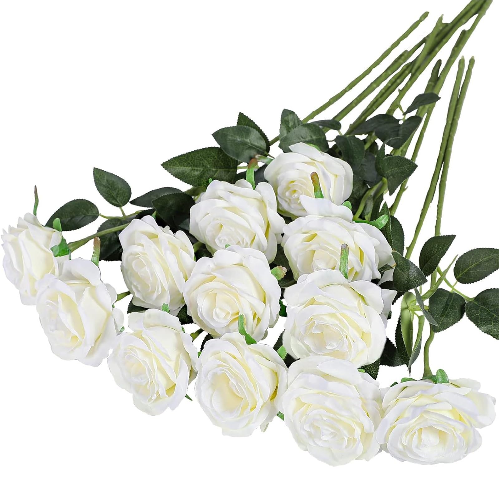 Dcrxz Artificial Flowers 10pcs Realistic Artificial Rose Bouquet for Weddings, Birthdays, and More for Floral Arrangements and Home Decor(White)