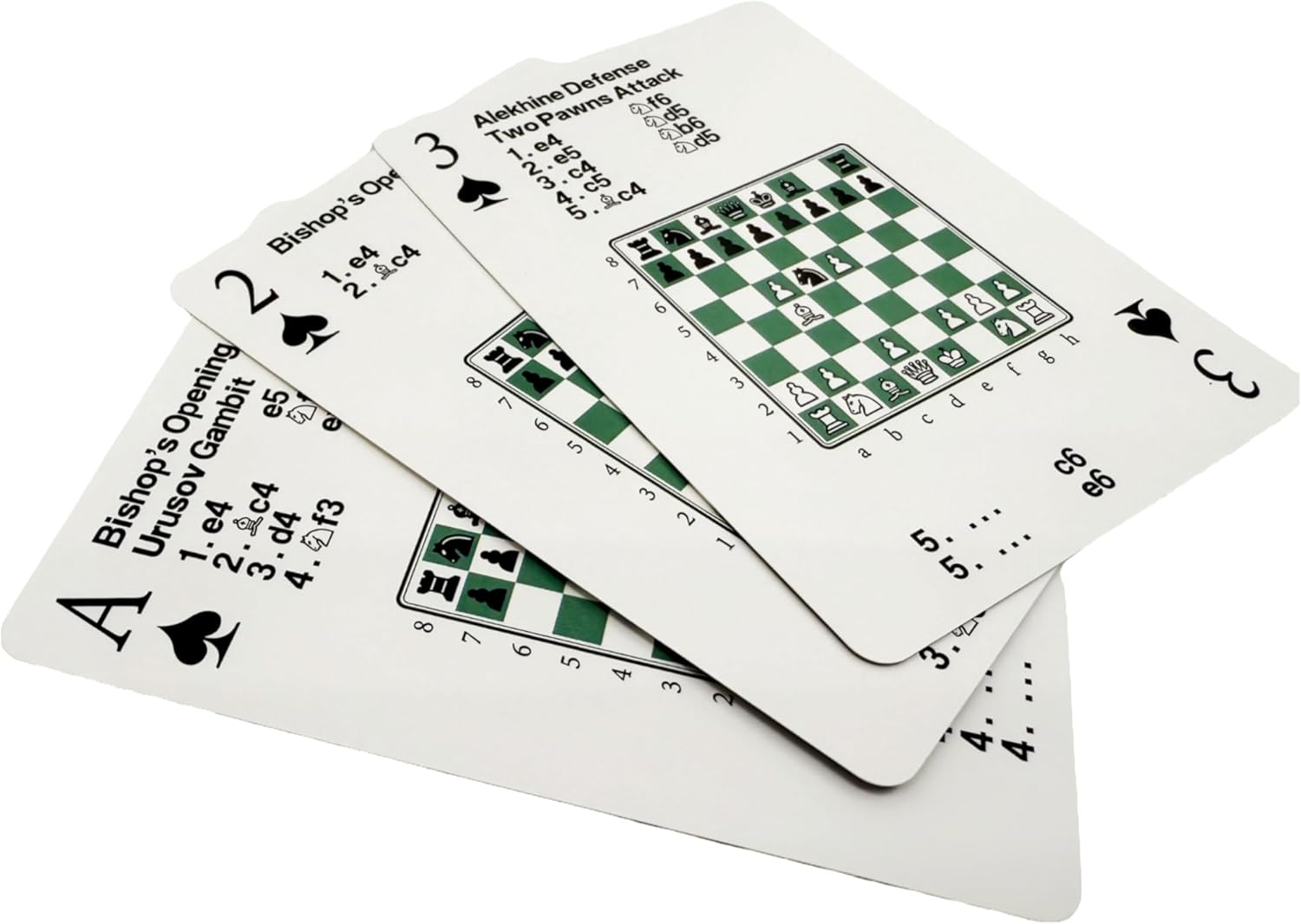 4 Pack Mix - Chess Opening Strategy Cards: 4x52 Playing Cards with Classic Tactics for Training and Coaching, Fun and Educational, for Students, Beginners and Coaches