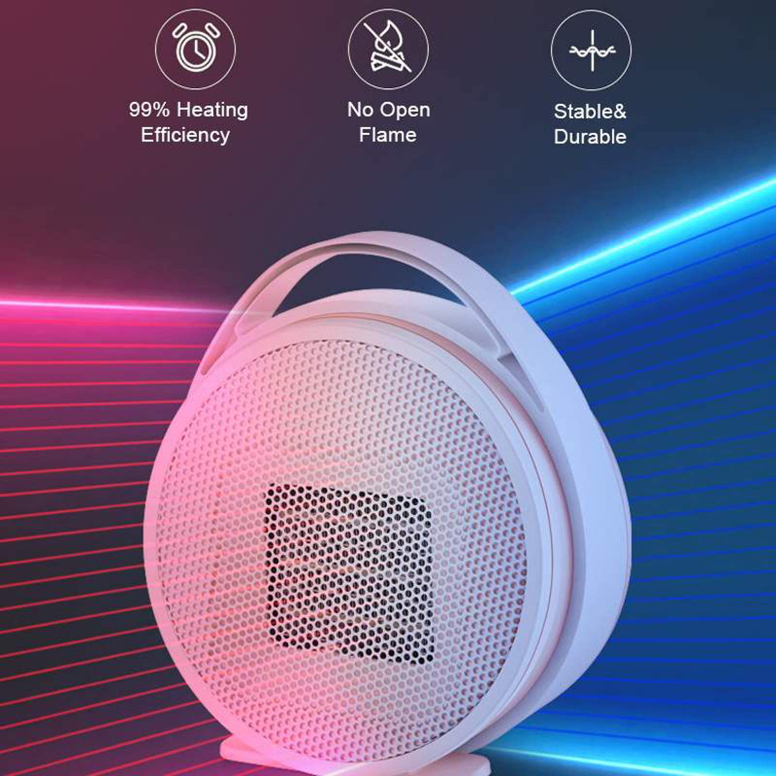 Riscaldatore Elettrico Riscaldatore ceramico PTC da 800 W, Riscaldamento rapido 3S, termoventilatori per Spazio Personale Protezione da surriscaldamento termostatico e ribaltamento per casa