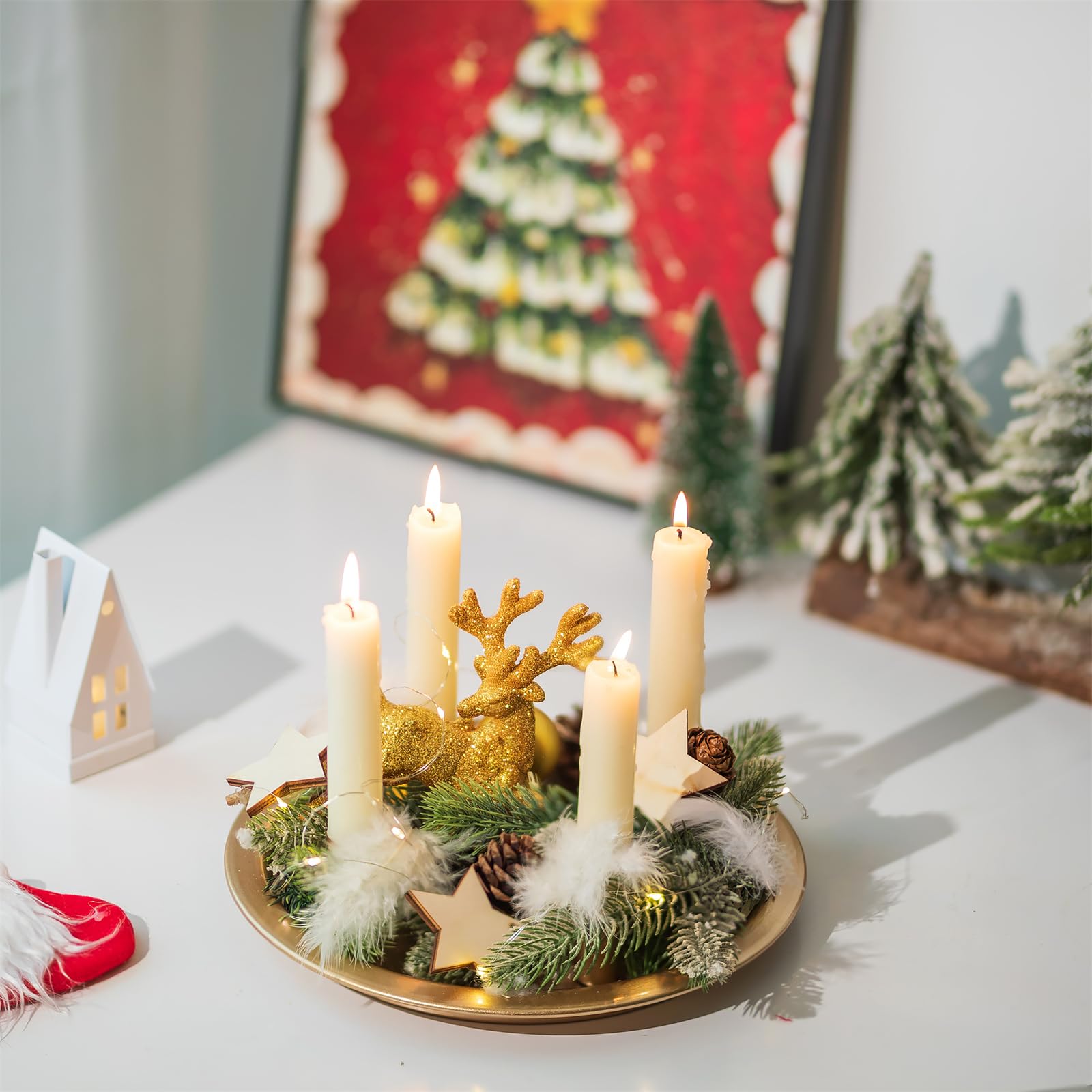 Porte-Bougies Pour La Couronne De L'Avent, Lot De 4, Bougeoirs En Métal