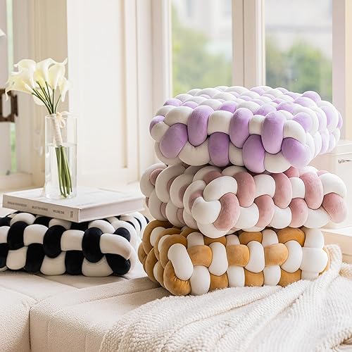 Miniatura 2 de Bola de almohada de nudo, almohadas decorativas suaves para el hogar, almohada cuadrada, almohada de felpa anudada hecha a mano, cojín de almohada