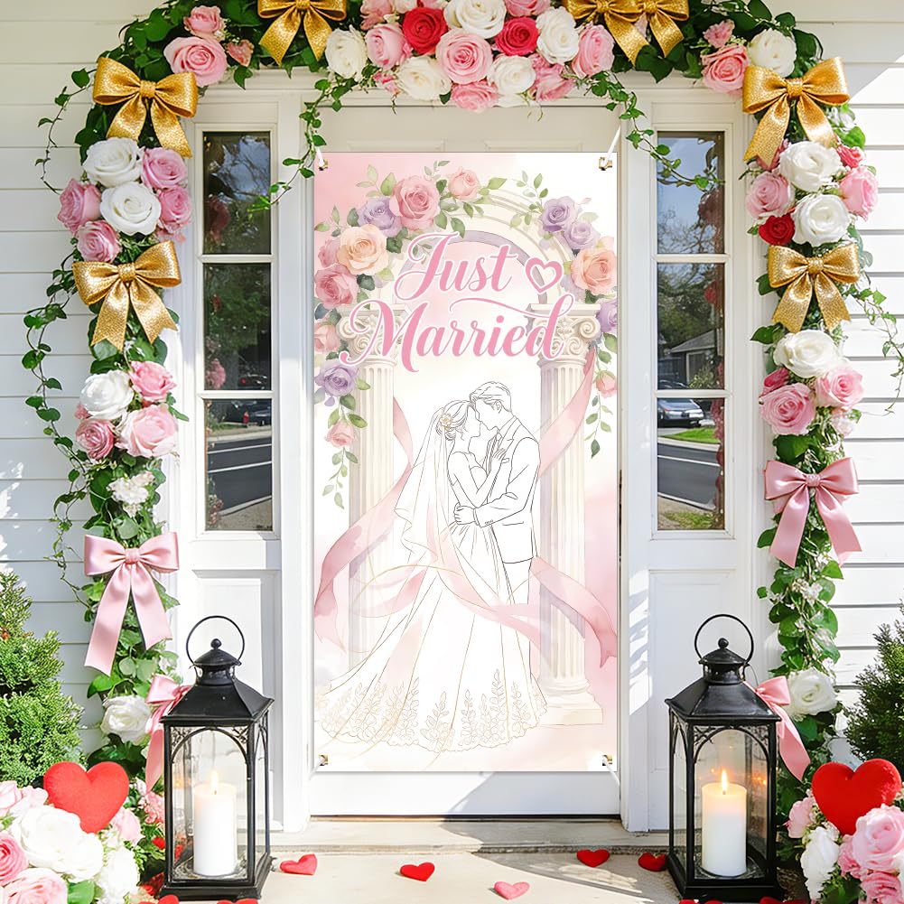 arricraft Polyester Door Cover Banner, Elegant Floral Wedding