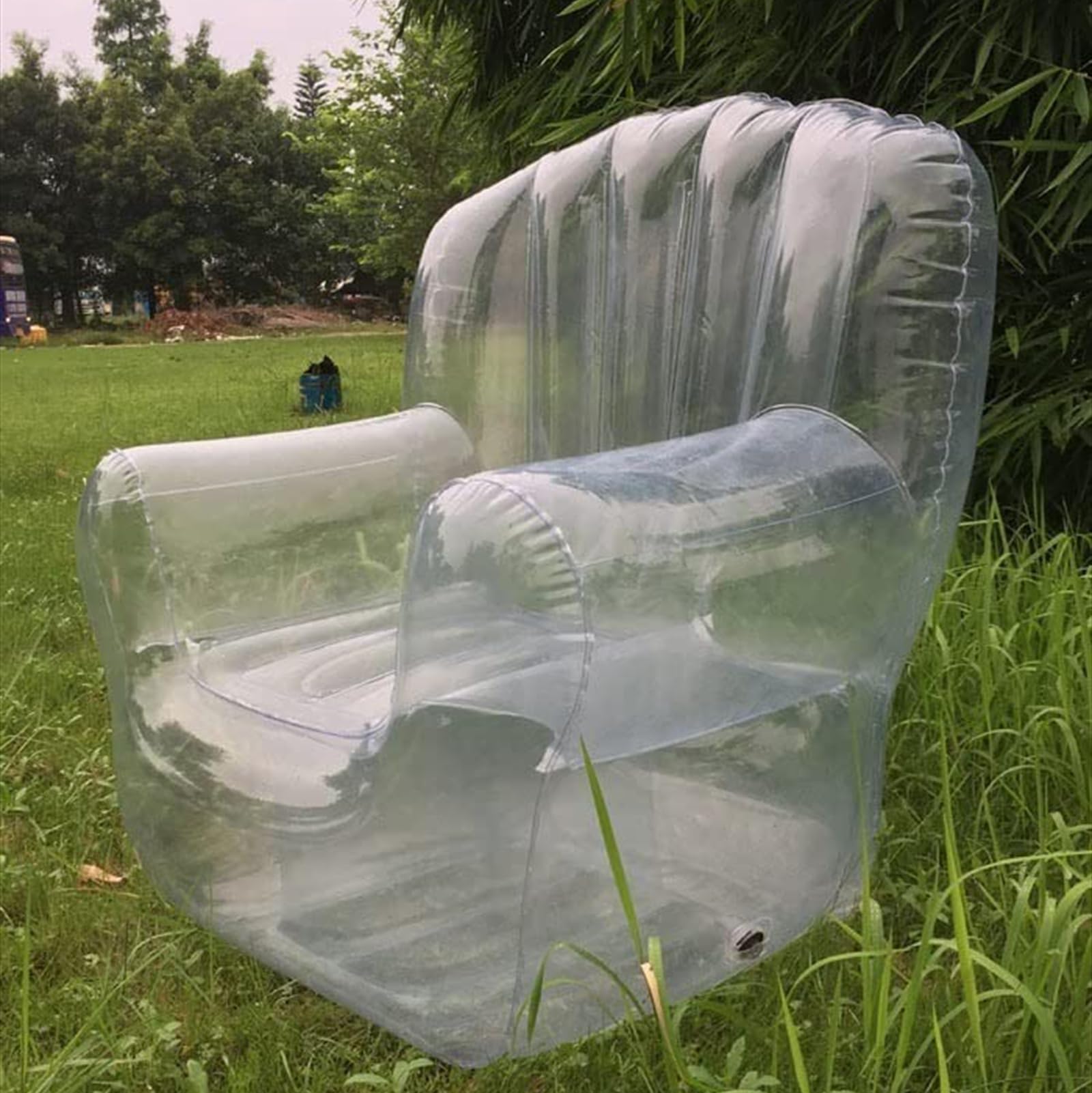 ZMIN Transparente aufblasbare Couch, Stuhl, Sofa, für Zwei Personen, durchsichtiger aufblasbarer Stuhl, aufblasbare Couch, Sitzsack, fauler Sofa-Stuhl, Camping-Möbel,A,102x102x70CM