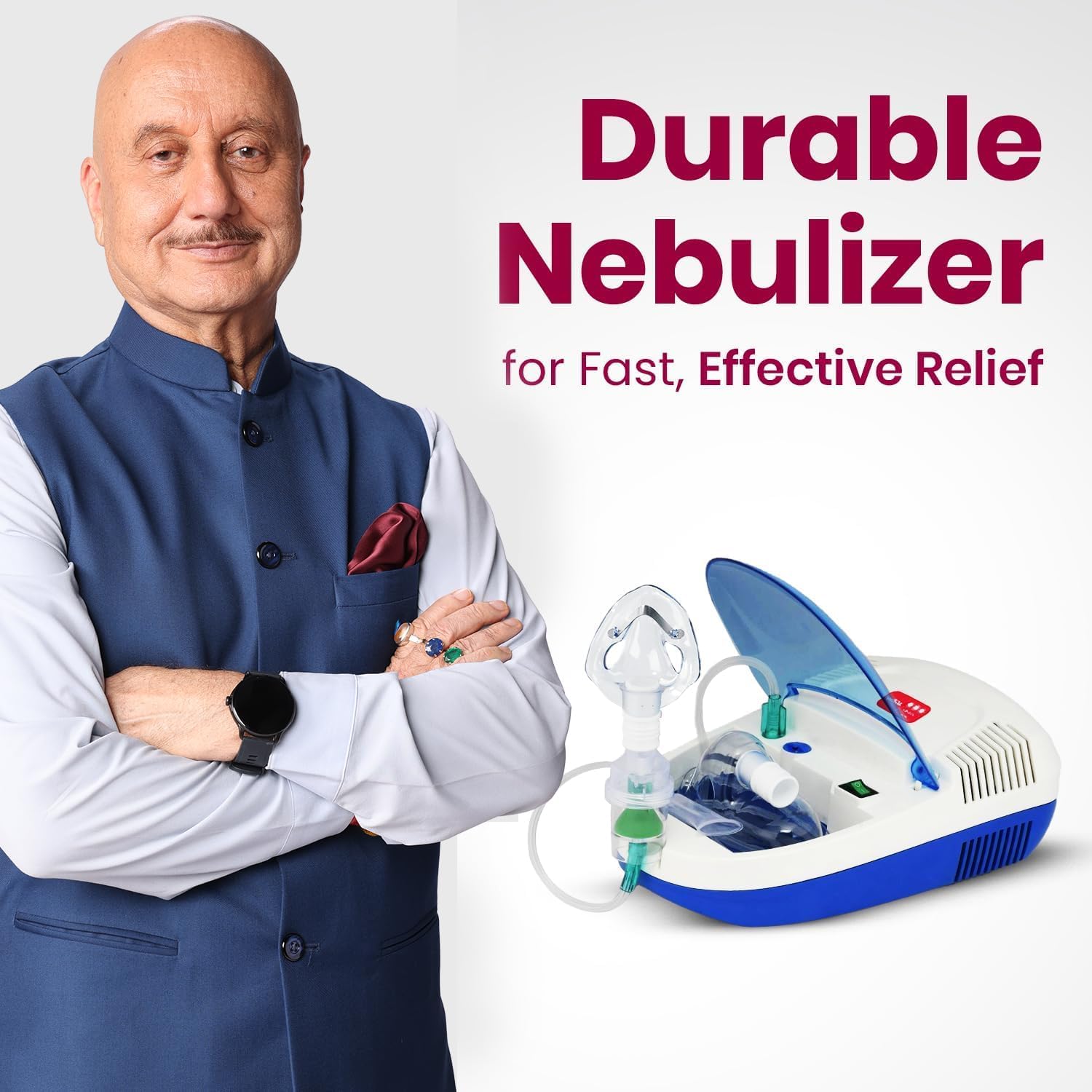 AGEasy (Max Group) Nebulizing Machine | Inhaler Machine with Storage Compartment | Nebuliser Machine for Kids & Adults | Steam Machine for Cold & Cough with 2 Masks, 1 Mouthpiece & 5 Filters 1