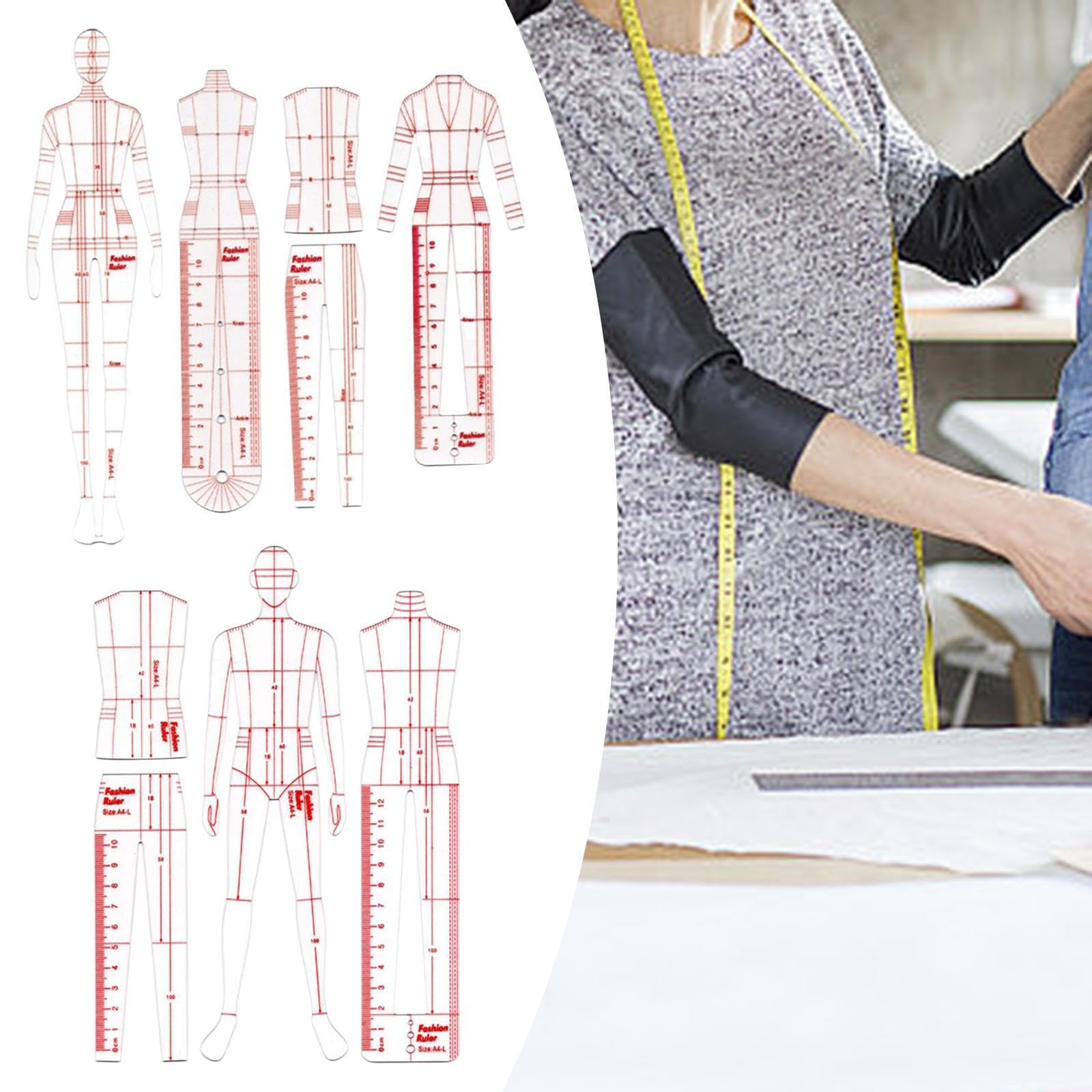 Qianly Reglas para Plantillas de Dibujo de Moda, Reglas para Ilustración de Moda para Ropa de Trabajo