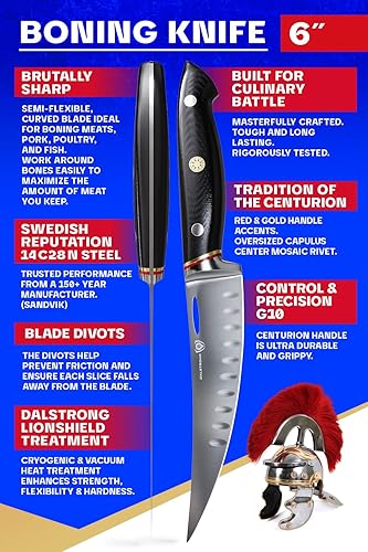Miniatura 4 de Dalstrong Cuchillo curvo para deshuesar  6 pulgadas  Serie Centurion  Cuchillo de cocina sueco 14C28N de acero inoxidable de alto carbono  Navaja