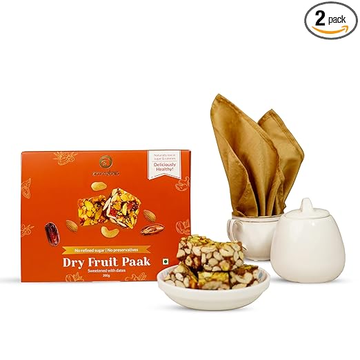 Anveshan Dry Fruit Paak Indian Sweets Mithai - 200 gm | Super Healthy Sweet | Sugar Free | 100% Natural | Made Using Dates, Nuts, A2 Desi Cow Ghee | Sweets Gift Pack