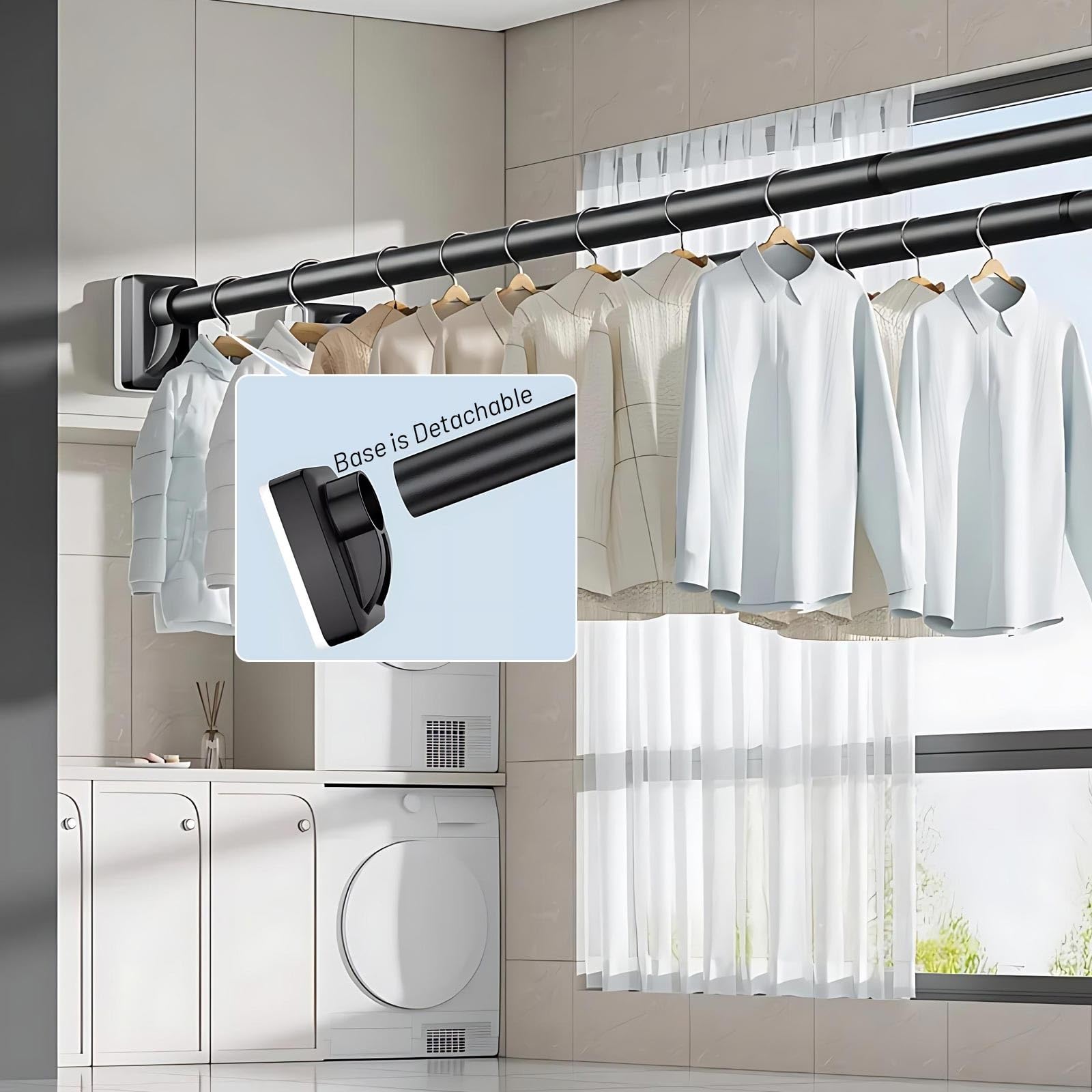 Tringle de Rideau de Douche Réglable 40-350 cm Barre Télescopique Extensible Tringle à Rideaux Tension Sans Percage pour Salle de Bain Cuisine Porte(Silver,160-250cm/62"-98")