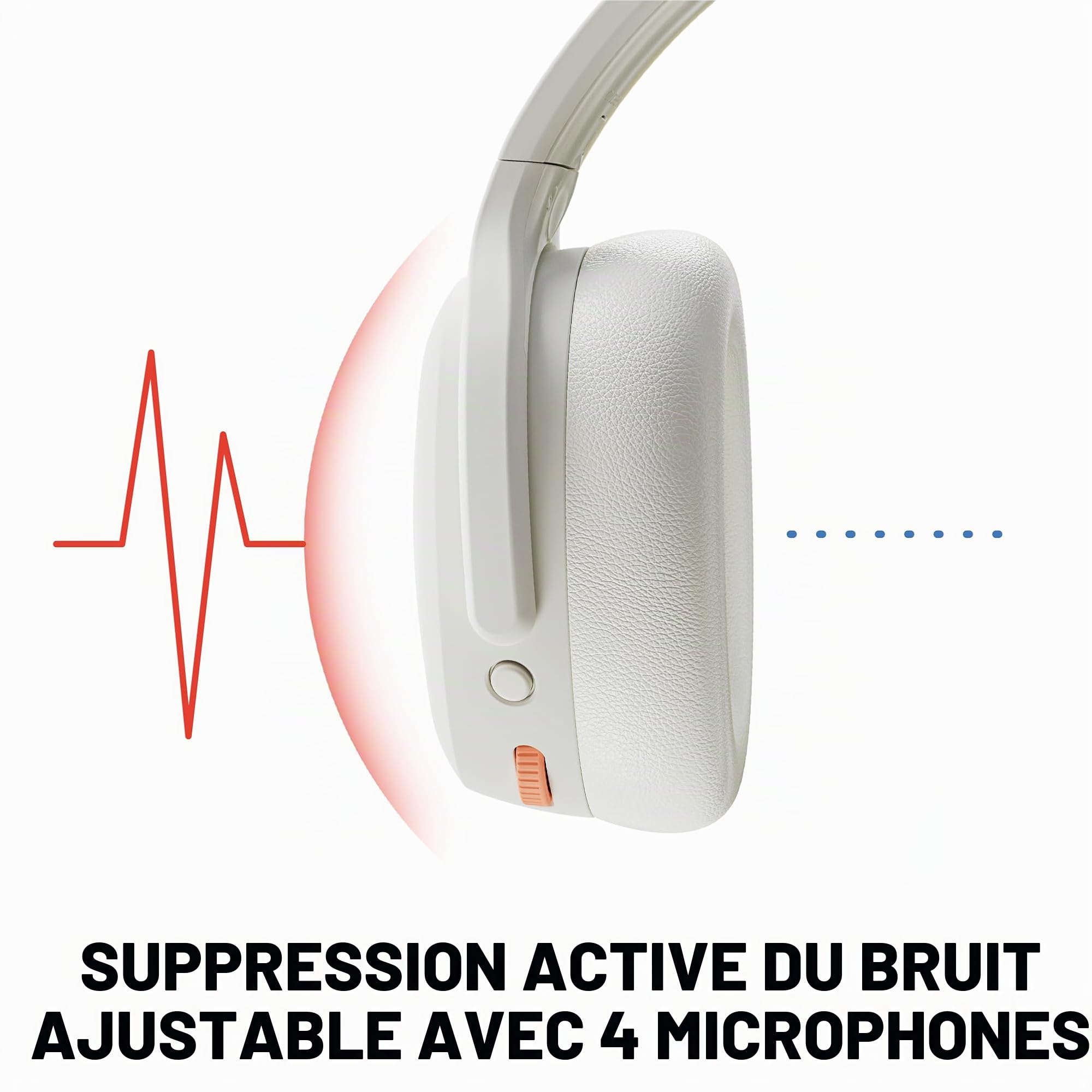 Skullcandy Crusher ANC 2 Casque Circum-Auriculaire Bluetooth sans Fil, Câble USB-C Supplémentaire, Basses Multisensorielles, Suppression Active du Bruit, 60 Heures d’Autonomie - Blanc | Multi-Sensory Crusher Bass, Over-Ear Fit, Bluetooth, 60 heures Batter