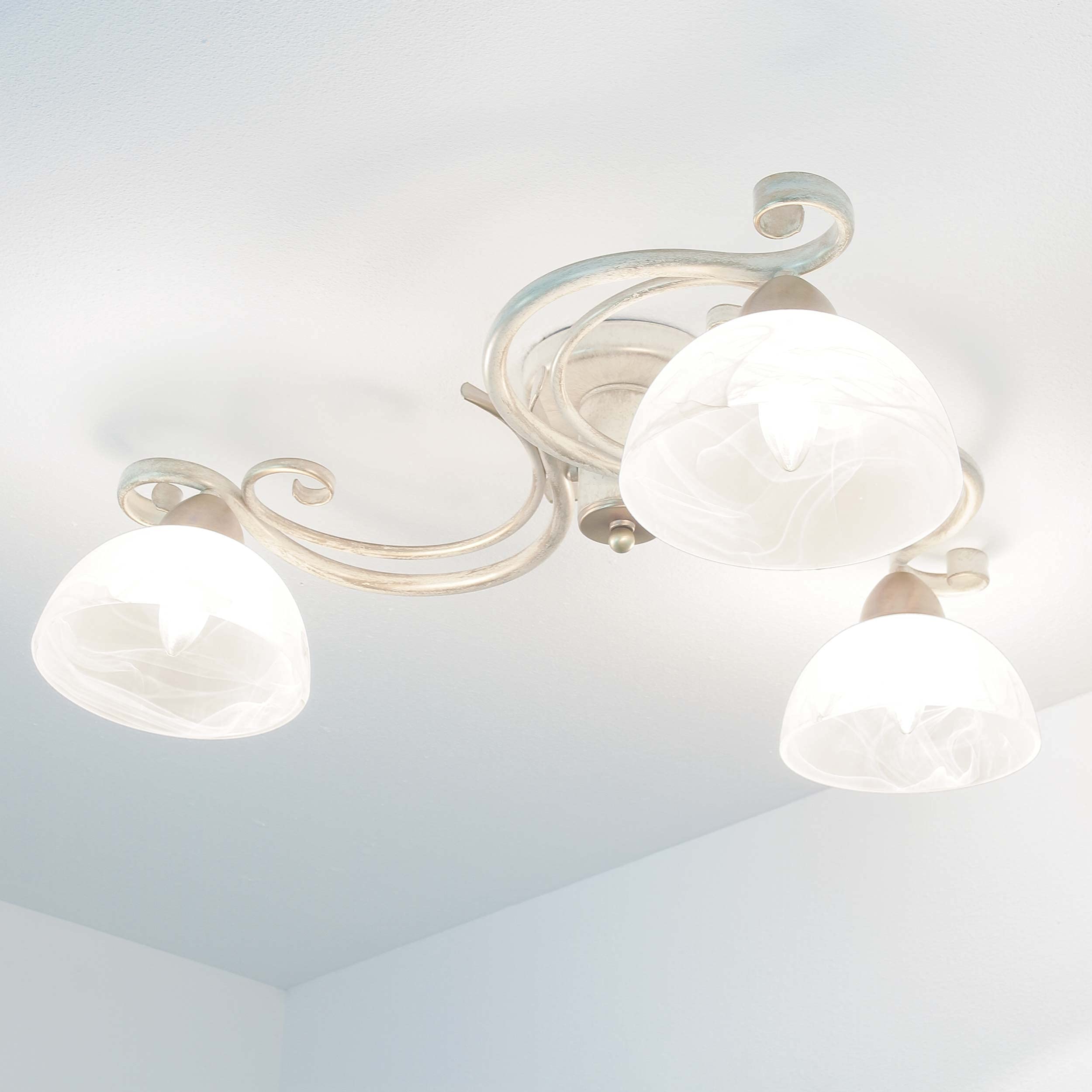 Licht-Erlebnisse Deckenleuchte Shabby Chic Weiß 3x E27 bis 60W Deckenlampe Landhaus rustikal Esszimmer Lampe Decke Wohnzimmer