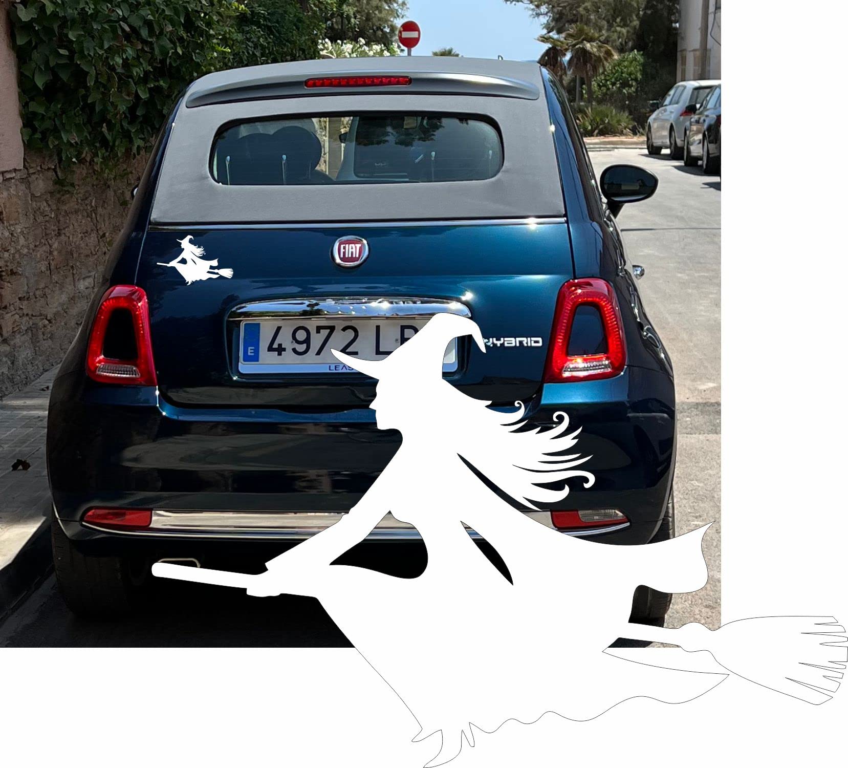 Autocollant Approprié "de Sorcière Sur Un Balai, à Gauche", 15x10 Cm, Adhésif Extérieur Pour Voiture, Camion, Moto, Cyclomoteur, Scooter