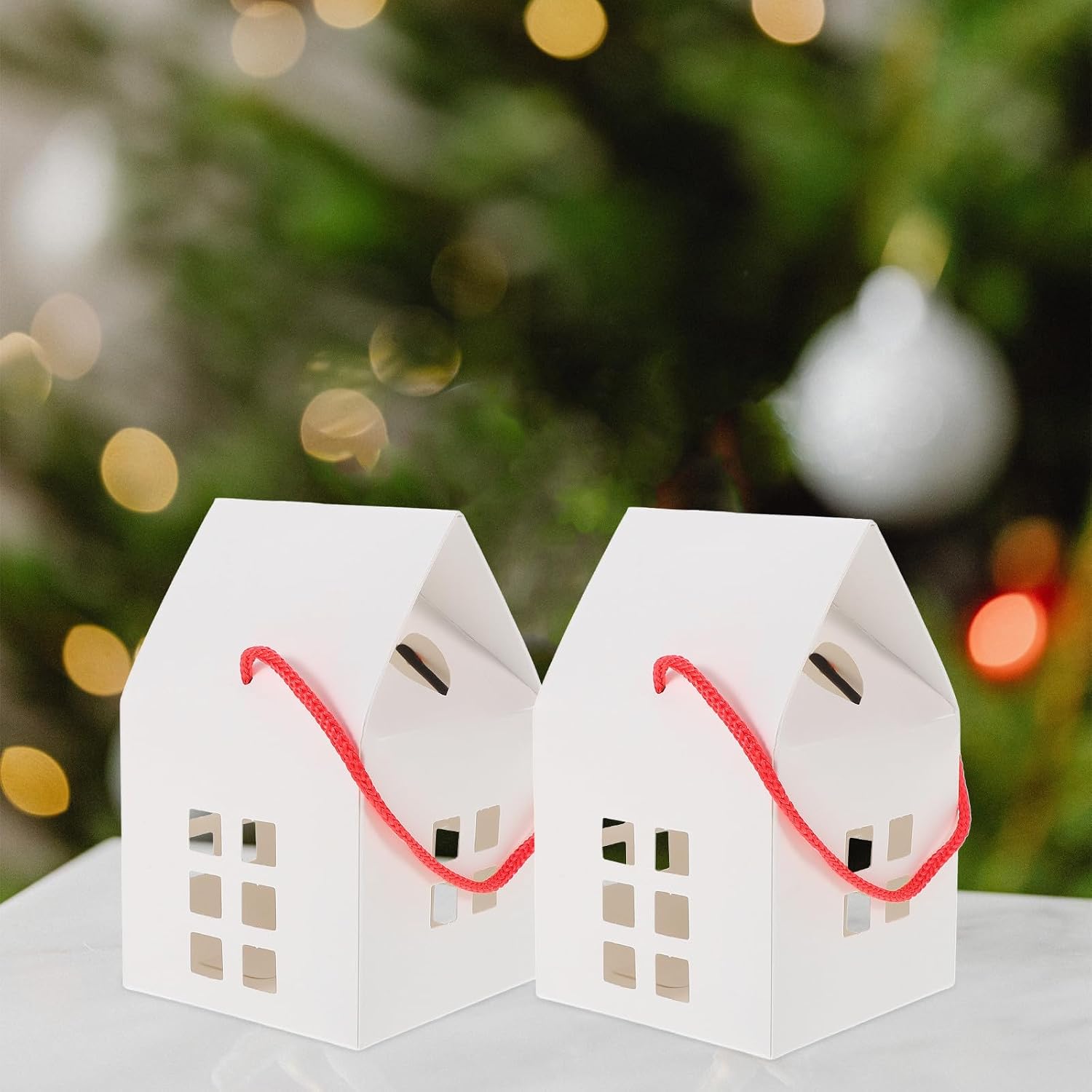 FAVOMOTO 15pcs Paper Candy Boxes Handheld House Shaped Boxes for Party Favor Holiday Wedding Birthday Small Packaging Supplies (white) image 4