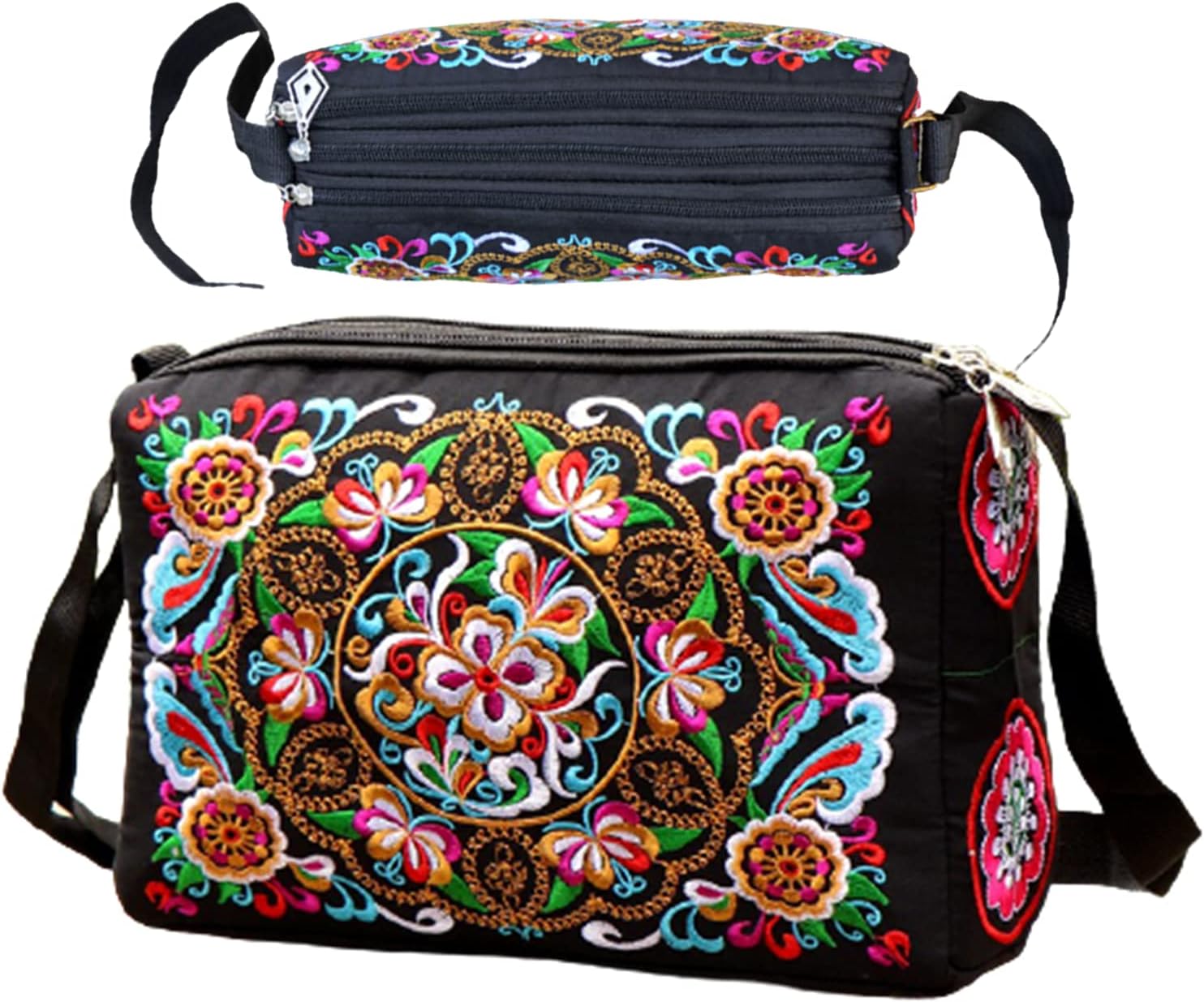 Hobo Crossbody Bag for women, Vintage Ethnic Tribal Embroidered Boho Hippie Tote Handbags Shoulder Purse