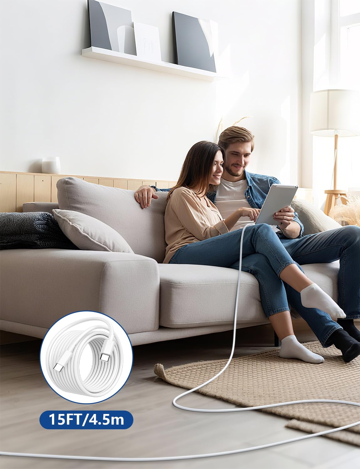 Cabepow Cavo da USB C a USB C, cavo da USB C a USB C da 60 W, cavo extra lungo da tipo C a tipo C, cavo di ricarica rapida per iPhone 16 15 Pro Plus Pro Max, Galaxy S25 S24, iPad Pro/Air, MacBook Pro