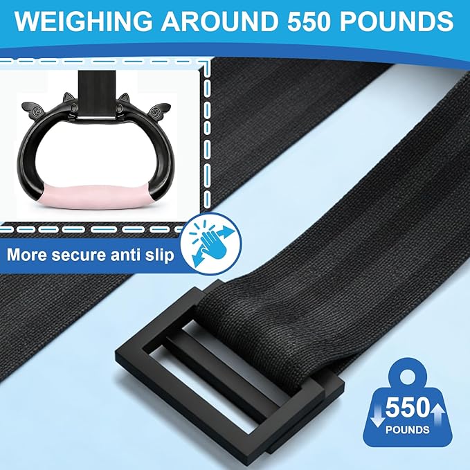 Anillas de gimnasia para niños, ajustables, 550 lb, antideslizantes miniatura 3