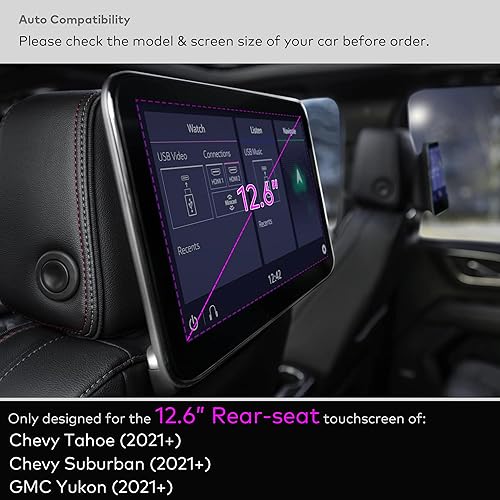 Miniatura 2 de Paquete de 2 protectores de pantalla de vidrio diseñados para Chevrolet Chevy TahoeSuburban, GMC Yukon de 12.6 pulgadas, accesorios de asiento