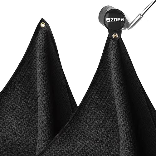 ZOEA Toalla magnética, clip magnético para toalla de golf, tela de microfibra con patrón de gofre, imán de fuerza industrial para un fuerte agarre a